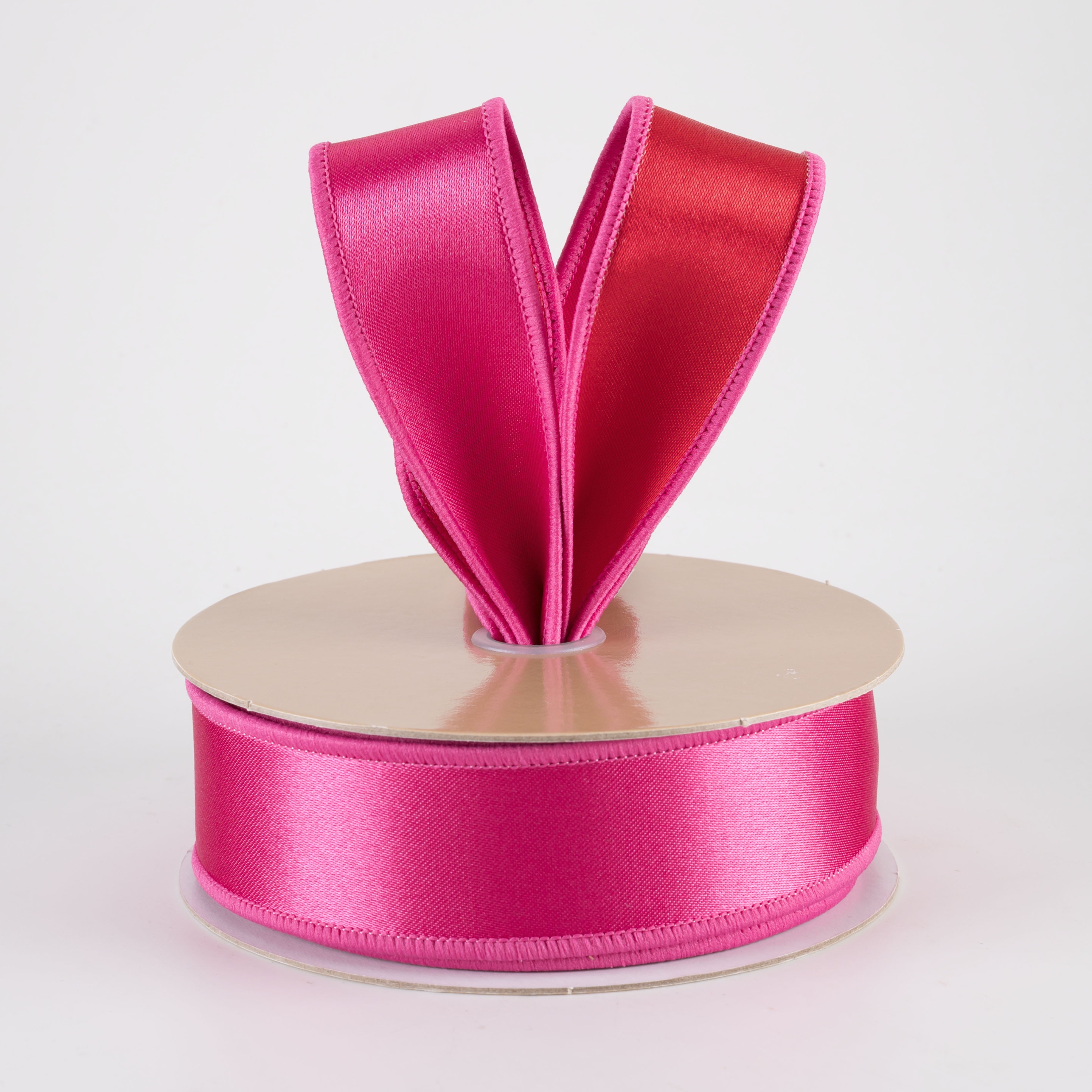 1.5 Inch Double Sided Fused Satin Ribbon - Hot Pink & Red (10 Yards) for Gift Wrapping, DIY Crafts, Hair Bows, and Wedding Decorations