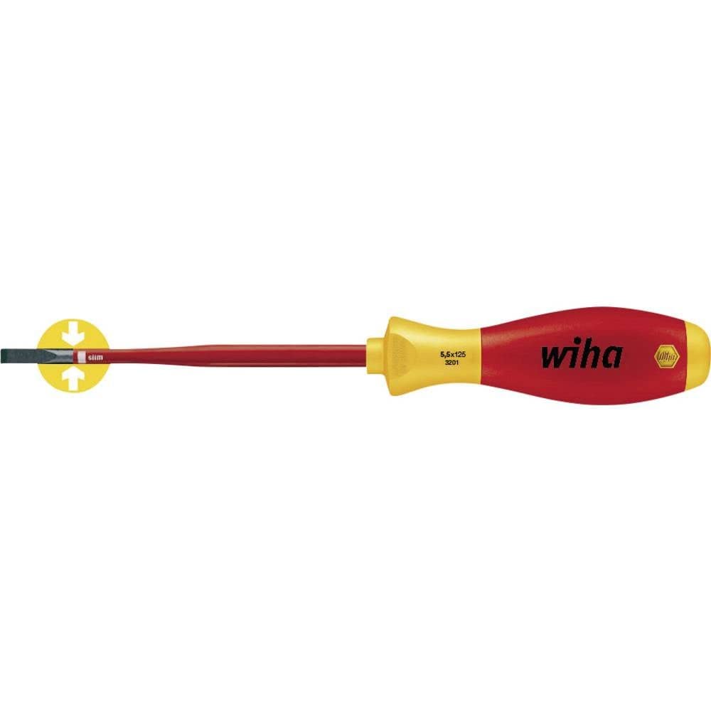 Wiha 35392 Slotted VDE Screwdriver - 6.5mm Blade Width - Insulated Electrical Tool for Safe Wiring & Electronics Repair