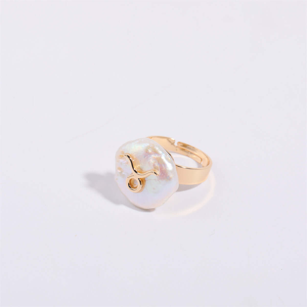 14K Gold Zodiac Sign Pearl Stacking Ring - Aries, Taurus, Gemini, Cancer, Leo, Virgo, Libra, Scorpio, Sagittarius, Capricorn, Aquarius, Pisces | Elegant Dainty Jewelry for Women | Perfect for Birthday Gifts, Anniversary, Valentine's Day & Everyday Wear (MQ801)