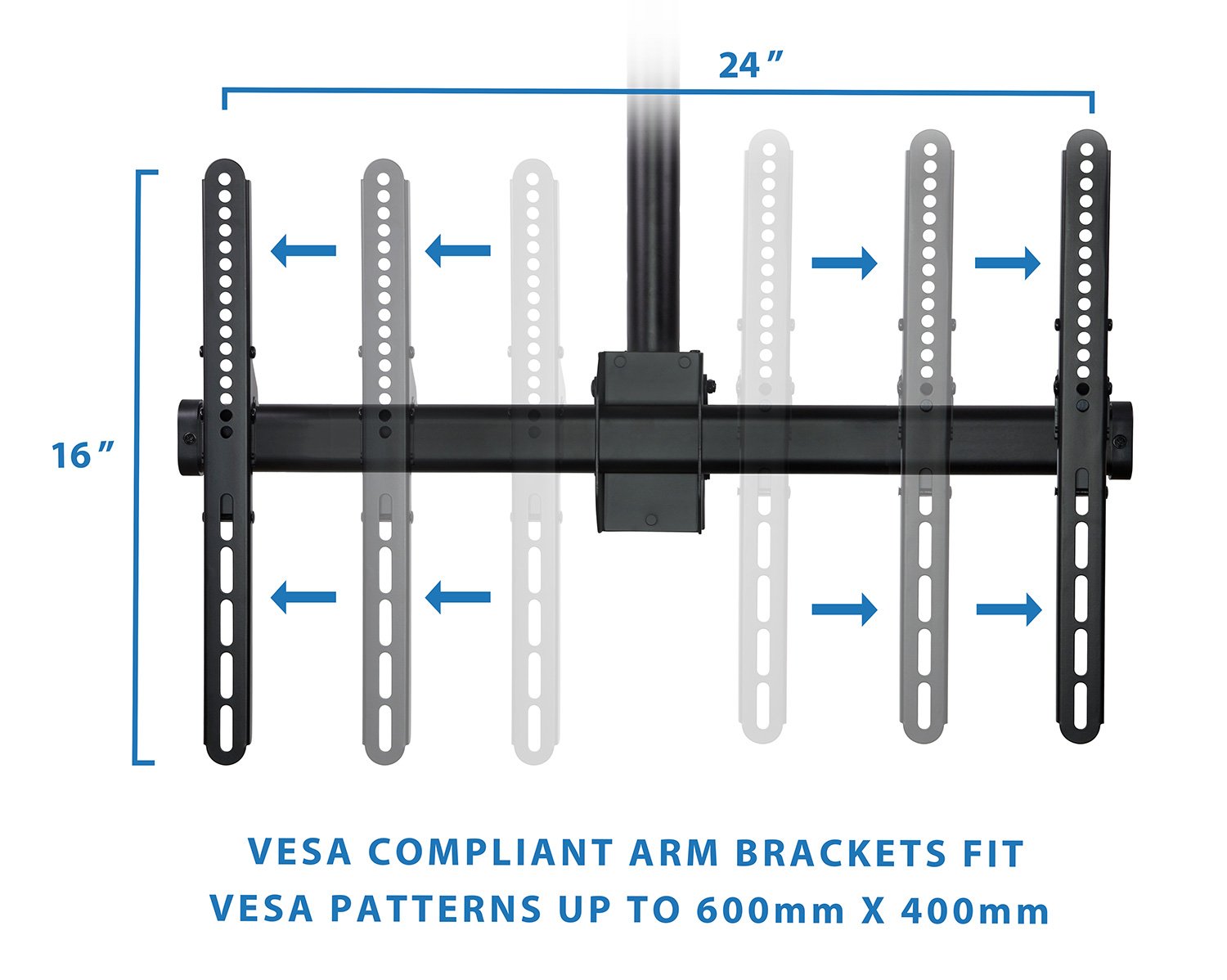 Mount-It MI-509L Black Ceiling TV Mount for 40-70 Inch Flat Screen TVs - Adjustable Height, Tilt & Swivel Bracket with VESA 600x400 Support - Perfect for Vaulted Ceilings in Living Rooms, Bedrooms & Home Theaters