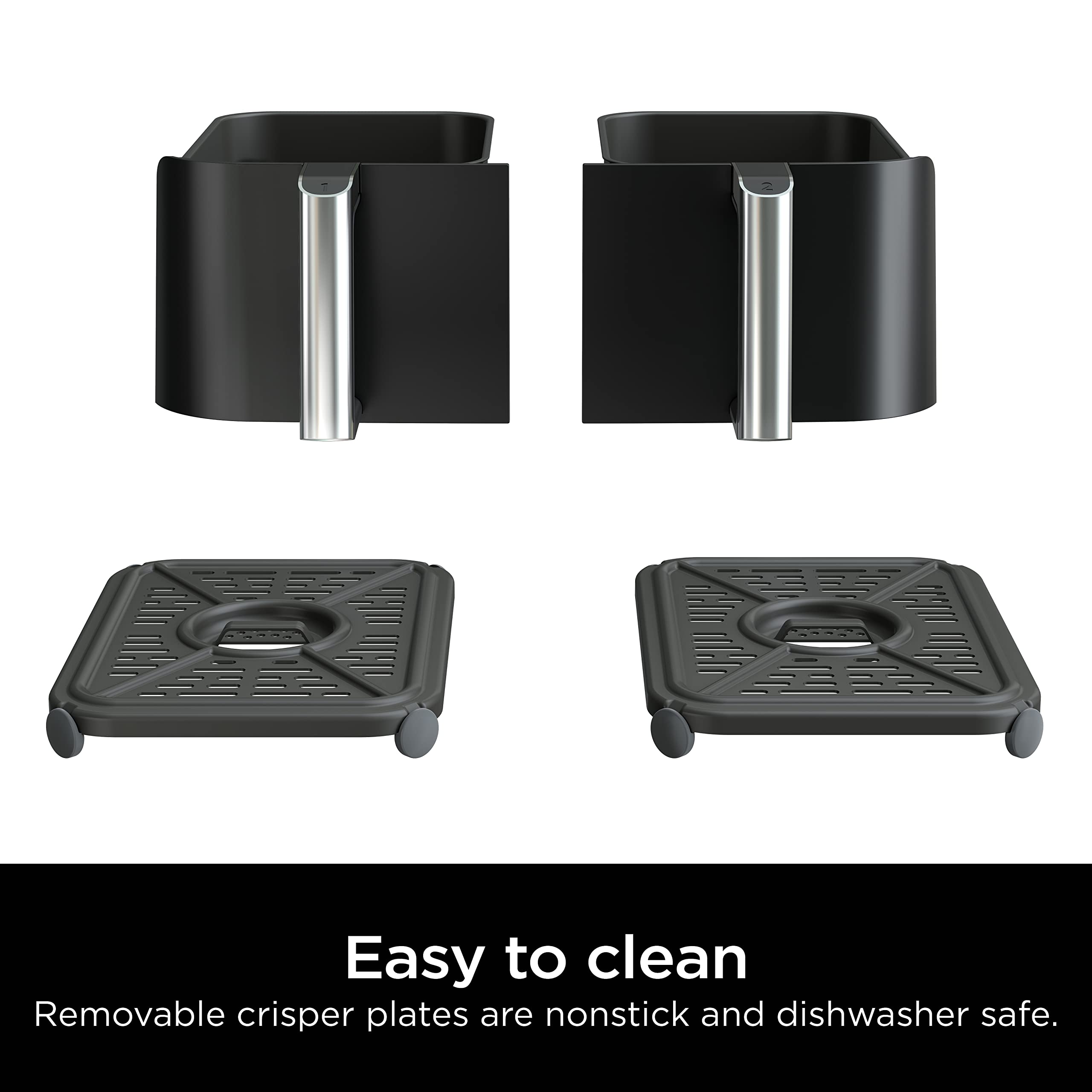 Ninja DZ090 Foodi 6 Quart 5-in-1 DualZone Air Fryer with 2 Independent Baskets - Smart Finish Technology for Roasting, Baking, Dehydrating - Perfect for Quick Snacks, Small Meals & Family Cooking - Black