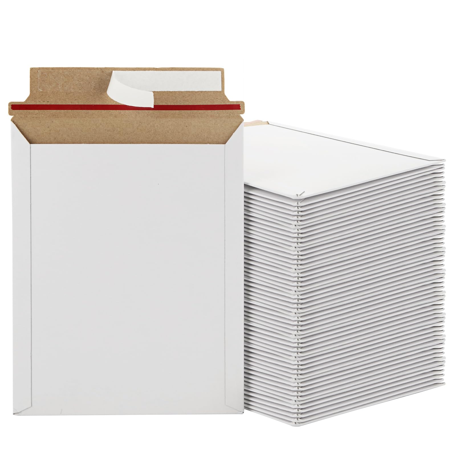 100 Pack 7x9 Inch Self Seal Cardboard Mailing Envelopes, 450 GSM Stay Flat Mailers for CDs, Photos, Documents, Pictures, Papers & Files - Perfect for Shipping, Mailing, Office Use & Small Business Packaging (White)
