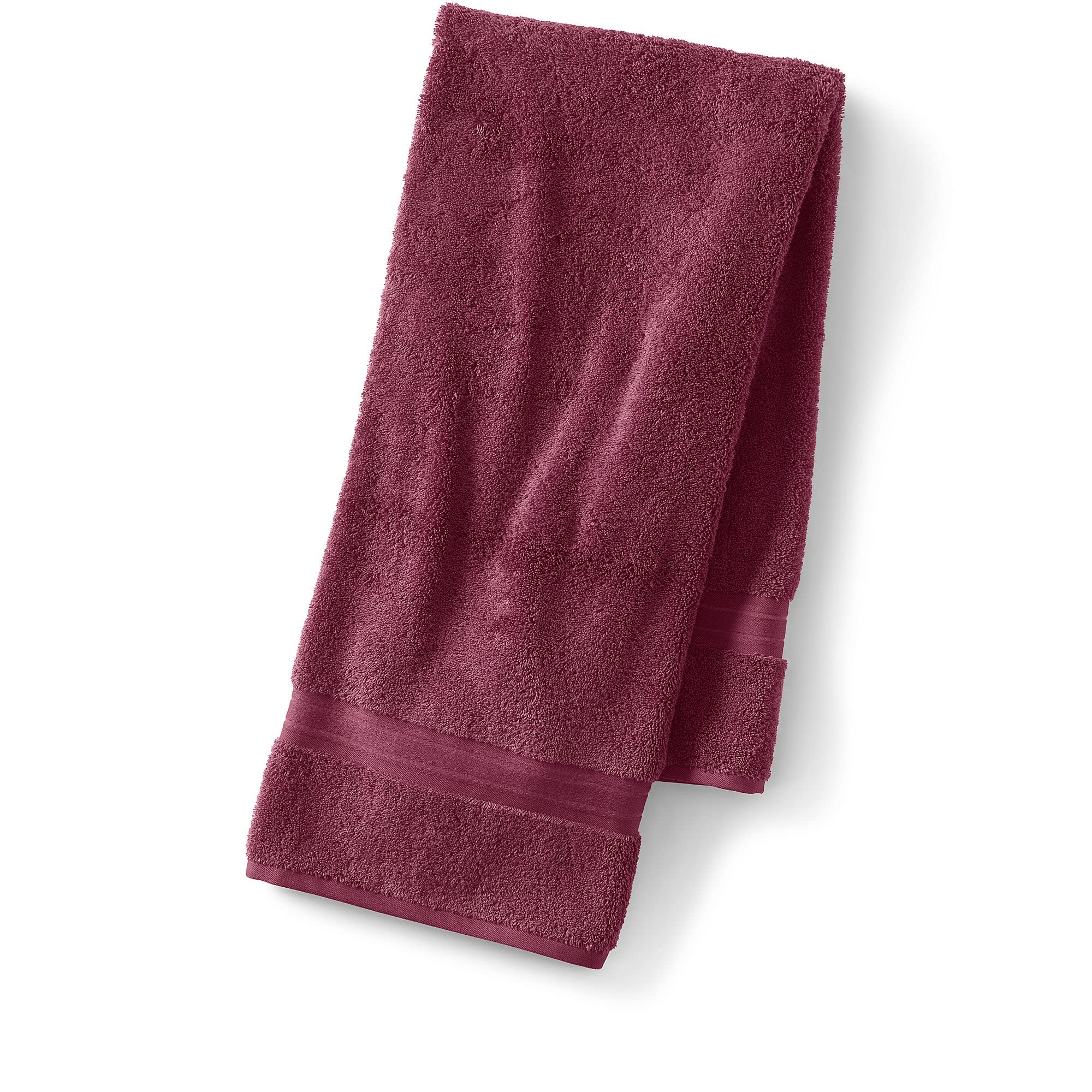 Lands' End Supima Cotton Bath Towel - Ultra Soft & Absorbent, Rich Burgundy Color - Perfect for Spa, Bathroom, and Beach Use