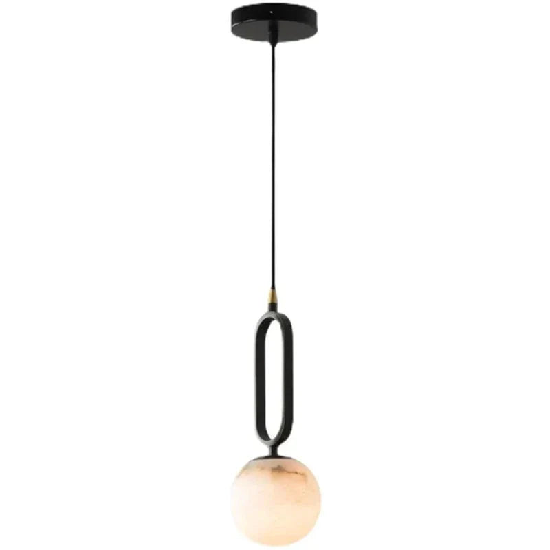 Modern Alabaster Sphere Pendant Light - Elegant Minimalist Ceiling Fixture for Dining Room, Bedroom, or Living Room Decor