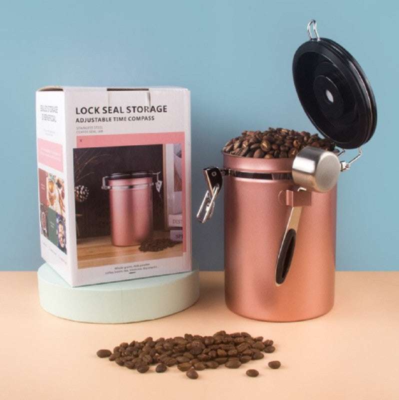 1.8L Champagne Gold Storage Container with Spoon - Airtight Food Container for Kitchen, Pantry & Meal Prep - Perfect for Dry Goods, Flour, Sugar & Spices
