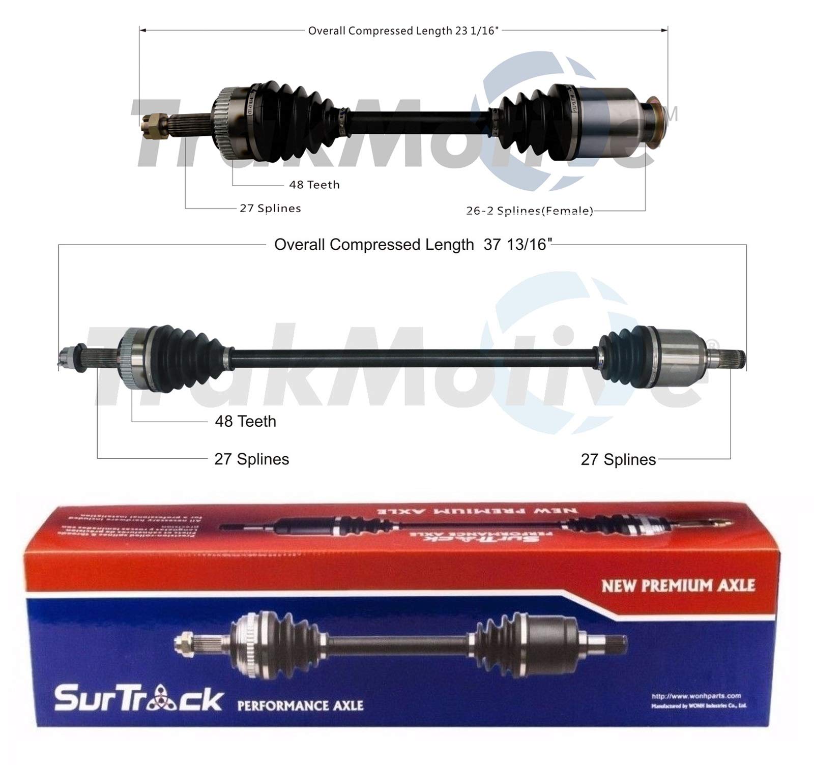 SurTrack Pair of 2 Front CV Axle Shafts Compatible with Hyundai Tucson 4L Automatic FWD 2010-2013 - Perfect for Smooth Drives & Off-Road Adventures