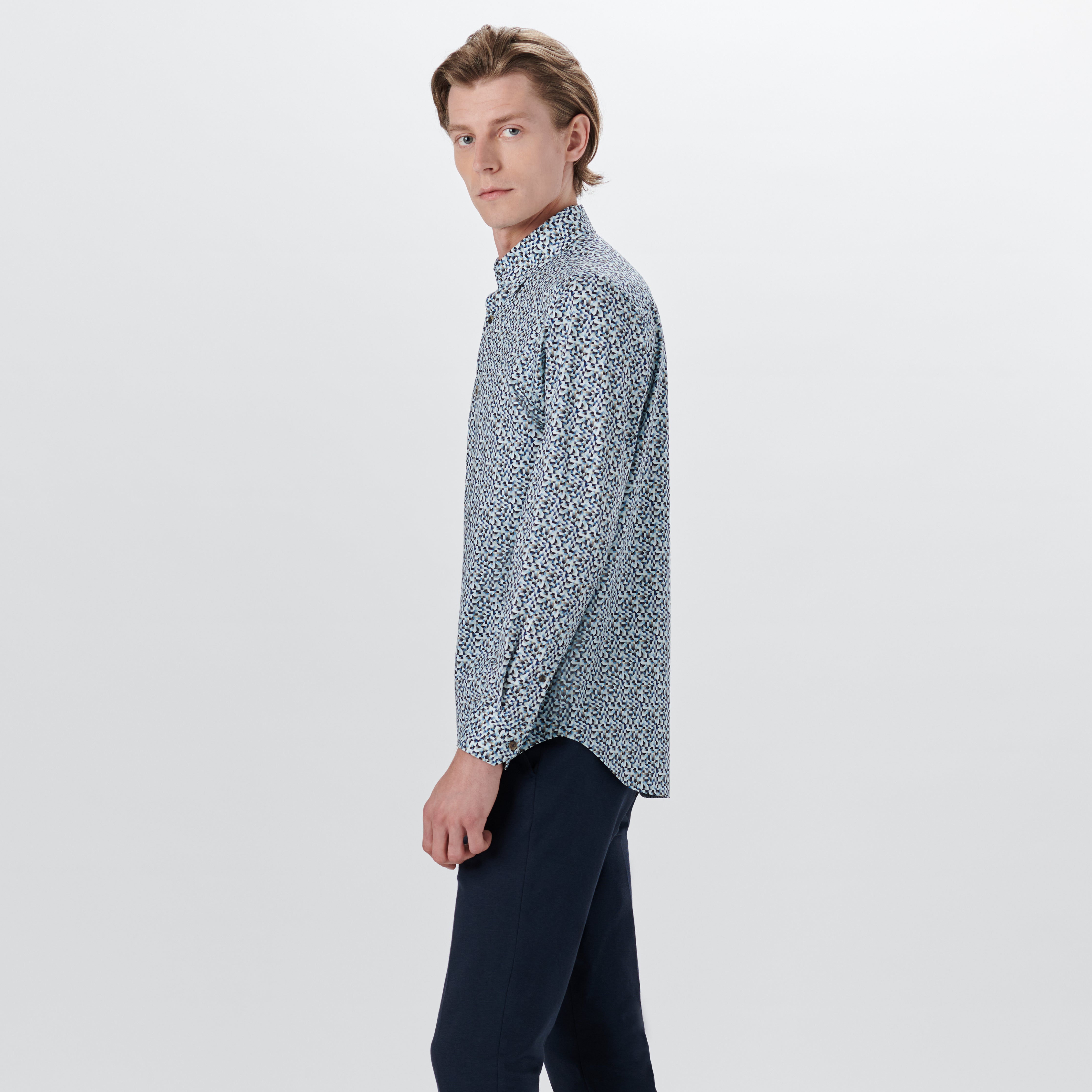 JAMES Geometric Print Cotton Shirt for Men - Stylish Casual Button Down Shirt for Office, Party & Everyday Wear