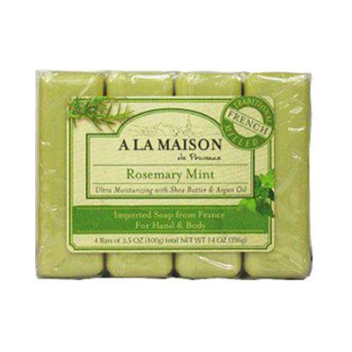 A La Maison Bar Soap - Refreshing Rosemary Mint Scent, 4-Pack - Natural Hand & Body Cleansing for Spa-Like Relaxation at Home