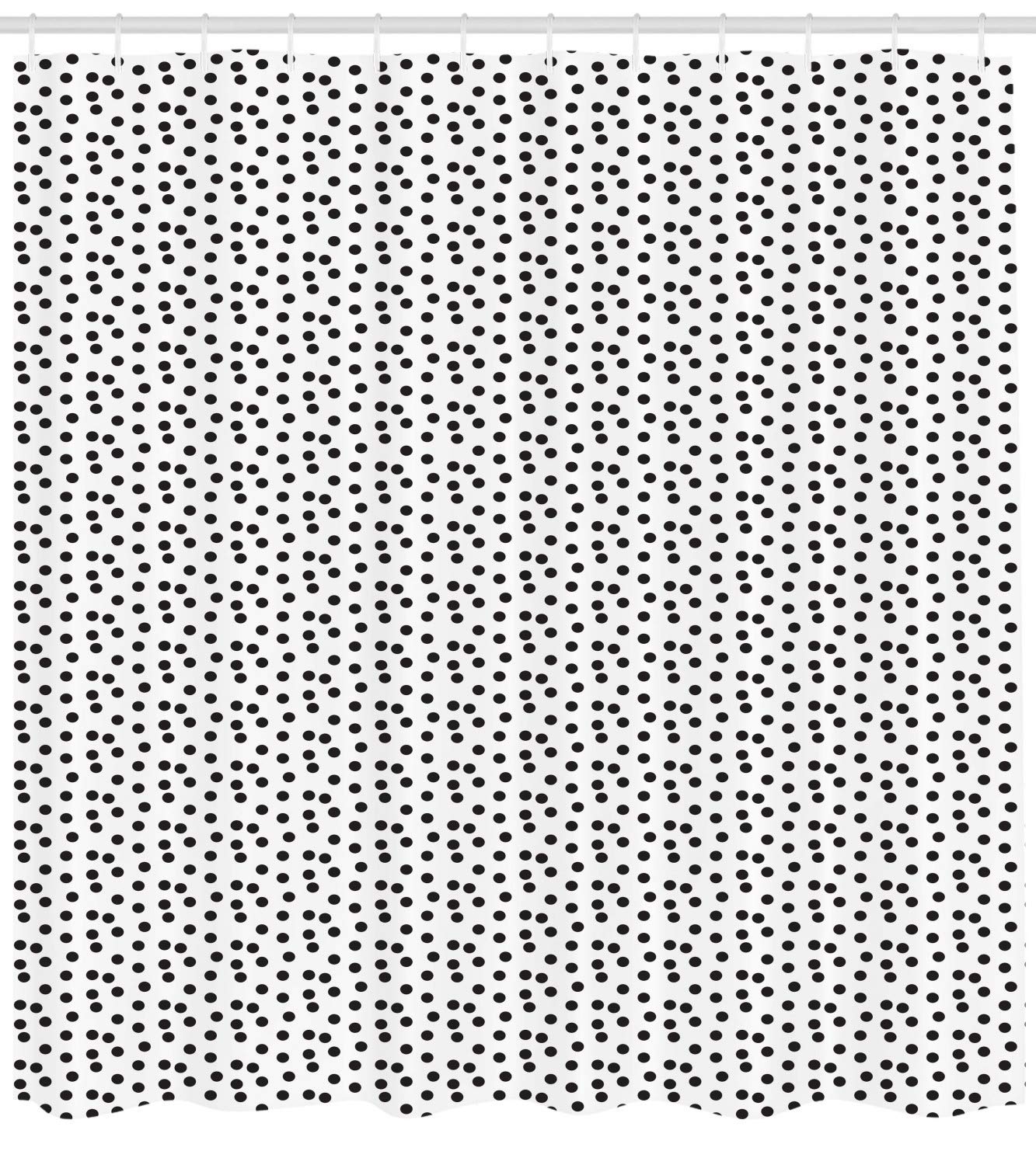 Ambesonne Abstract Geometry Shower Curtain - Modern Random Dots Pattern on Plain Background, 69x75 Inch Cloth Fabric Bathroom Decor with Hooks, White & Charcoal Grey - Perfect for Contemporary Bathrooms & Guest Suites