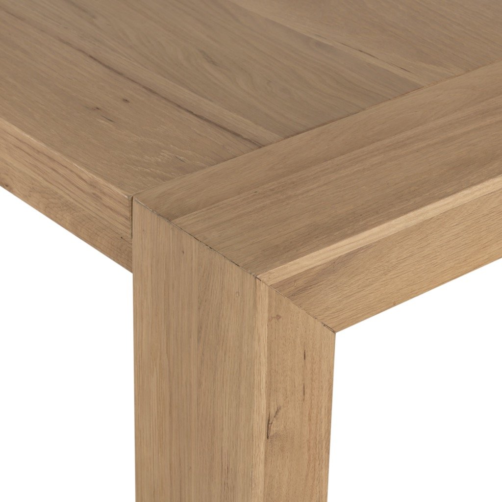 Modern Capra Dining Table - Light Oak Resin Top with Sturdy Metal Base - Perfect for Kitchen, Dining Room & Small Space Homes