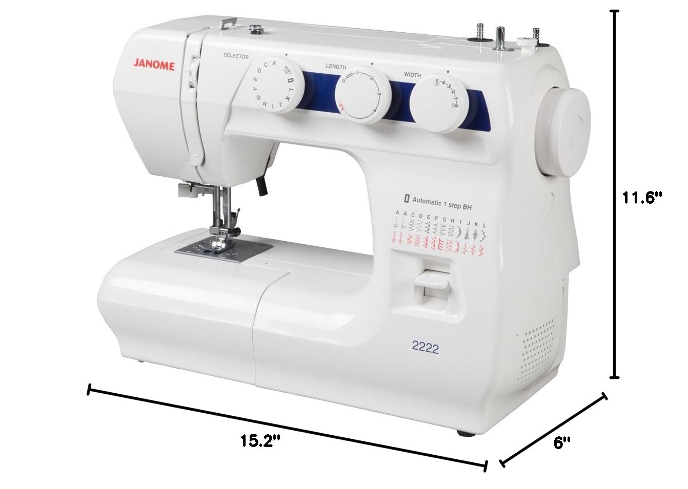 Janome 2222 Sewing Machine for Beginners - Heavy Duty, 22 Built-in Stitches, Free Arm - Perfect for Quilting, Dressmaking & Home DIY Projects