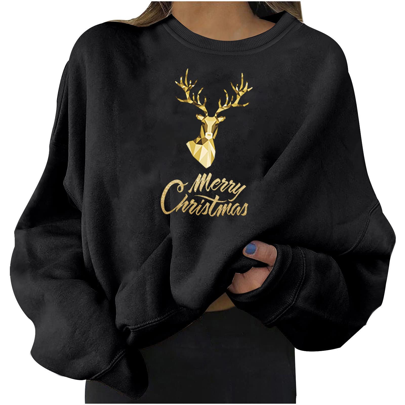 2023 Christmas Fall Crewneck Sweater for Women - Plus Size Retro Elegant Graphic Pullover Blouse, Casual Y2K Going Out Tops | Holiday Party, Office Wear & Cozy Winter Outfits