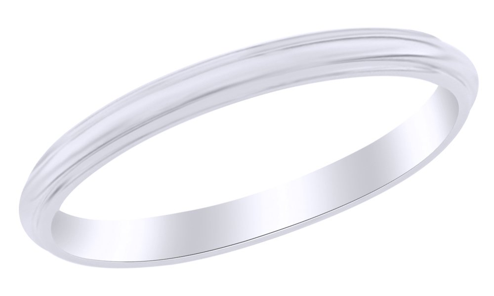 14K Solid Gold AFFY 2.5mm Half Round Edge Band Ring - Dainty Stackable Ring for Everyday Wear, Wedding Bands & Gift Giving