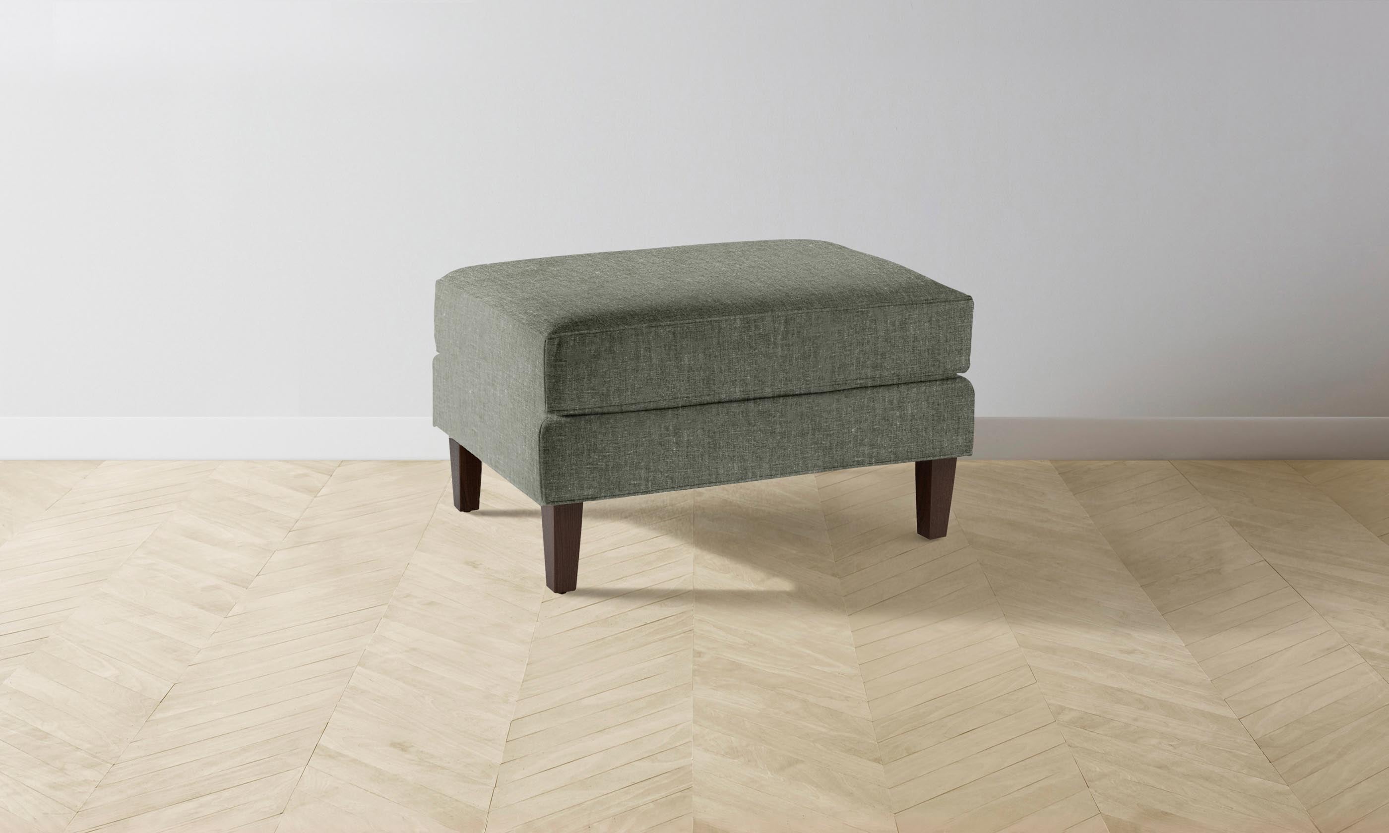 The Crosby Ottoman - Heritage Belgian Linen Upholstered Storage Bench in Thyme | Modern Living Room, Bedroom & Entryway Furniture with Hidden Storage Compartment
