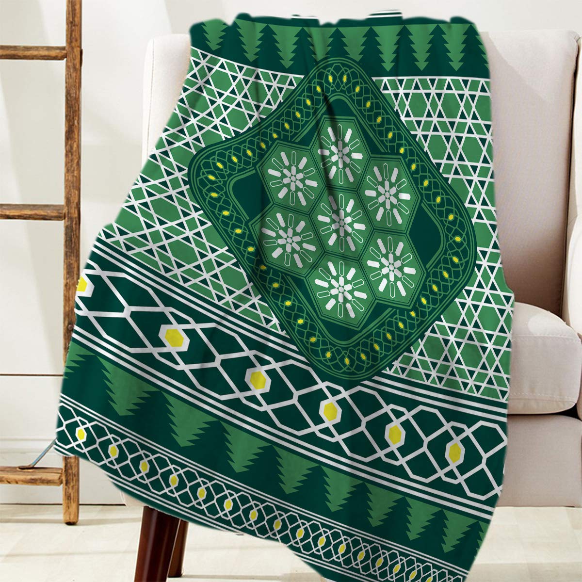 Luxury Flannel Fleece Blanket - Ultra Soft Microfiber Fuzzy Throw for Couch, Bed, Sofa - Christmas Bohemian Snowflake Design - Queen Size 50x80 Inches - Perfect for Adults, Kids, Winter Nights & Cozy Home Decor