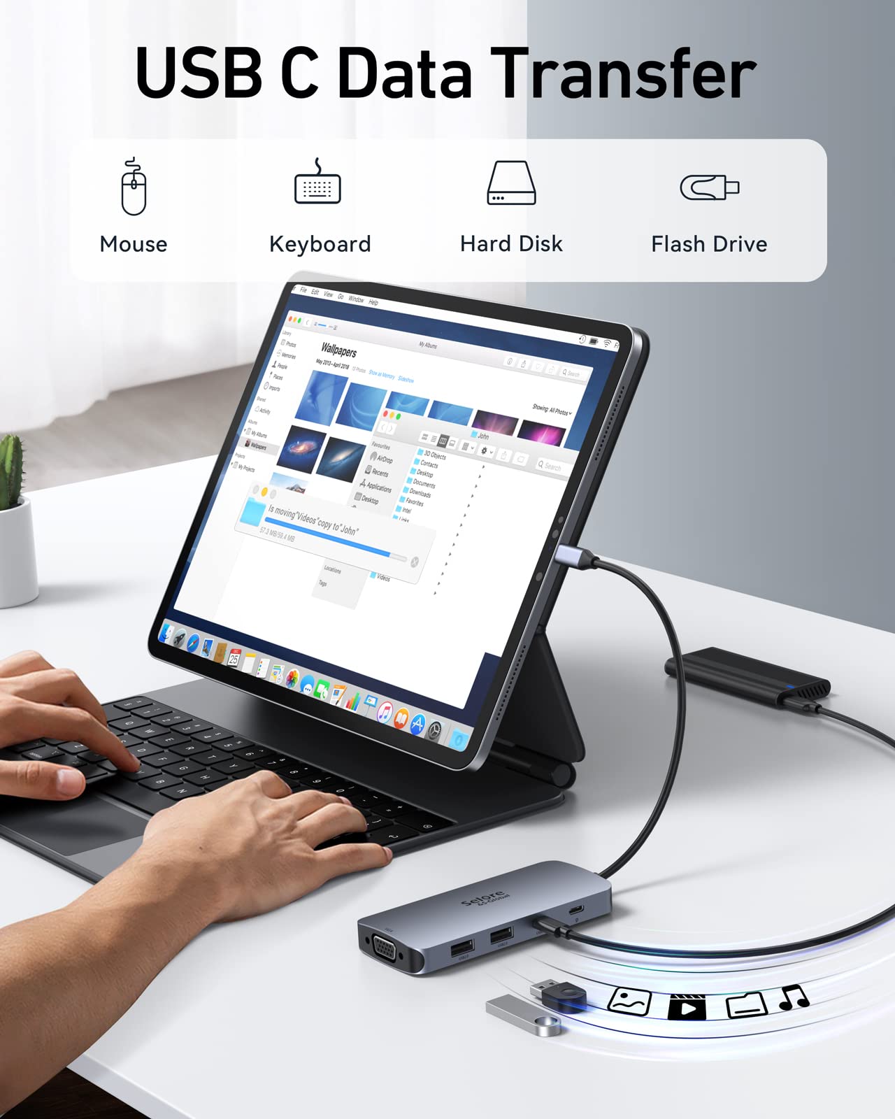 8-in-1 USB C Docking Station for Laptop with Dual HDMI & VGA - Triple Display Adapter, 100W PD Charging, 2x USB A 2.0 Ports - Compatible with MacBook, HP, Dell, Lenovo - Perfect for Home Office, Gaming & Multi-Monitor Workstations