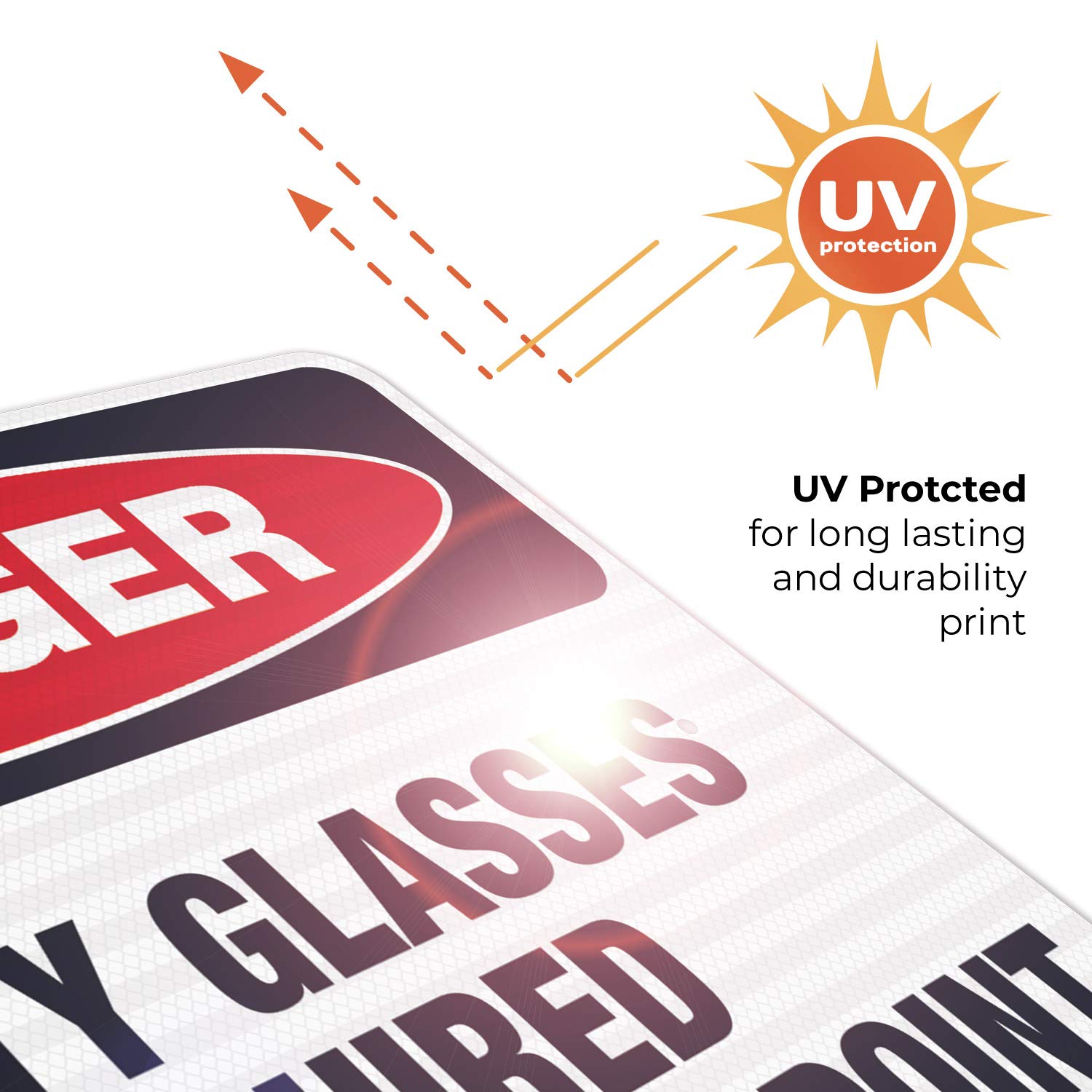 Danger Safety Glasses Required Beyond This Point Sign - OSHA Compliant 24x30 Inches Reflective Aluminum Sign - 3M EGP .080 Thick Fade-Resistant for Indoor/Outdoor Use - Made in USA - Perfect for Construction Sites, Factories & Hazardous Work Areas