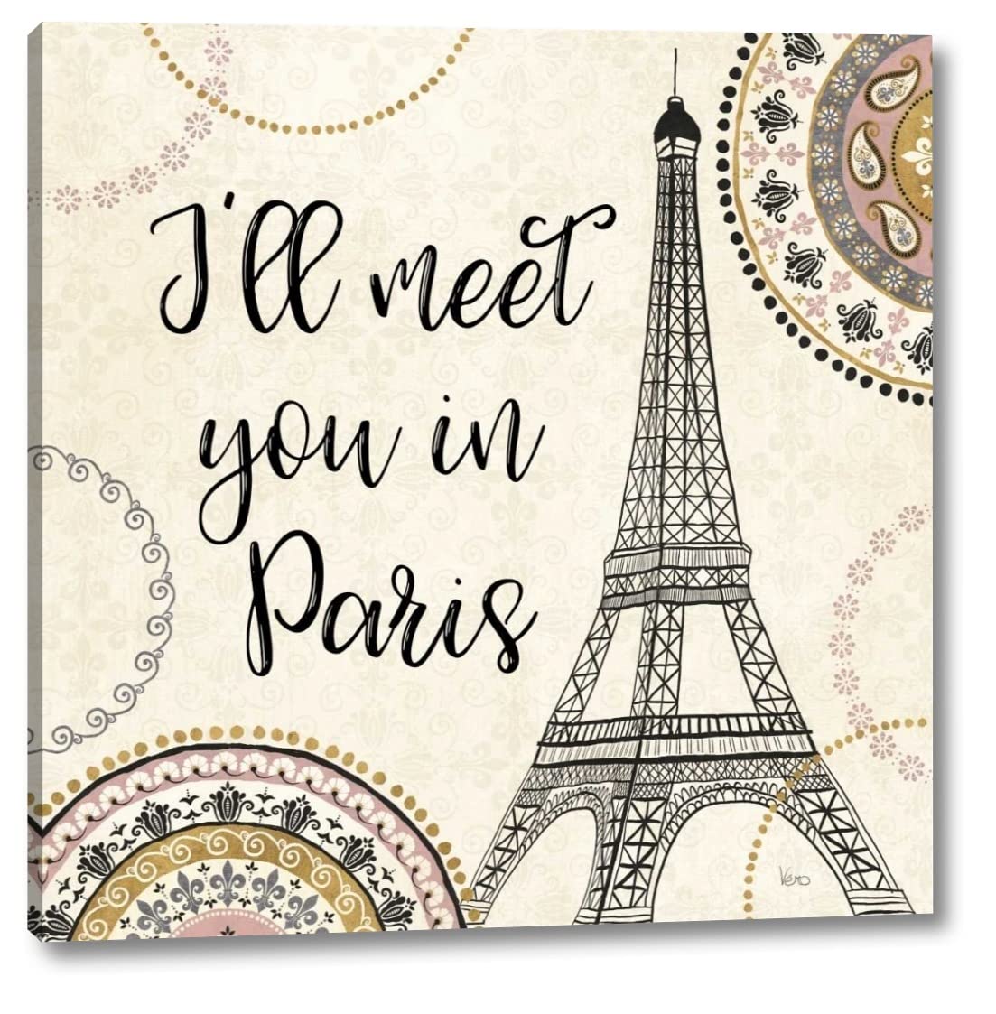 Romance in Paris II by Veronique Charron - 16x16 Inch Canvas Wall Art Print, Gallery Wrapped, Ready to Hang - Perfect for Living Room, Bedroom & Office Decor