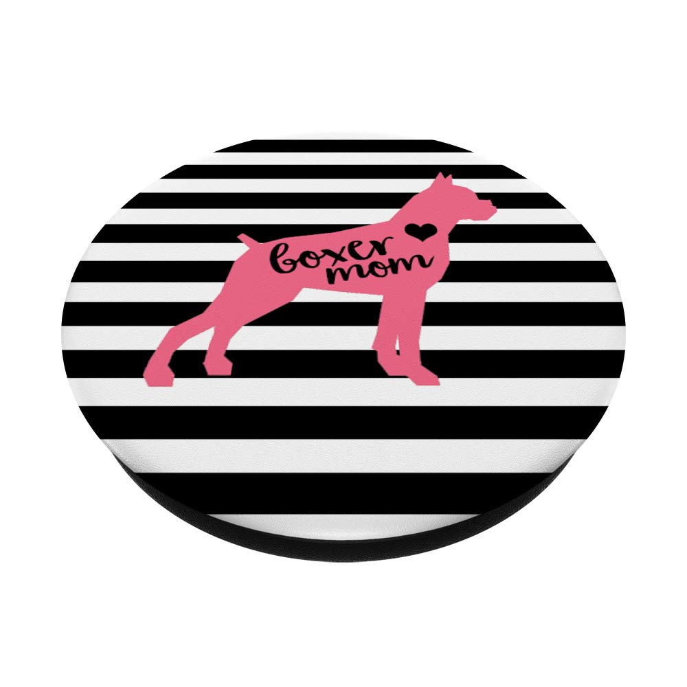 Boxer Dog Gift for Women - Pink Black White Striped Boxer Mom T-Shirt with Heart Design | Perfect for Dog Lovers, Birthday & Mother's Day Presents