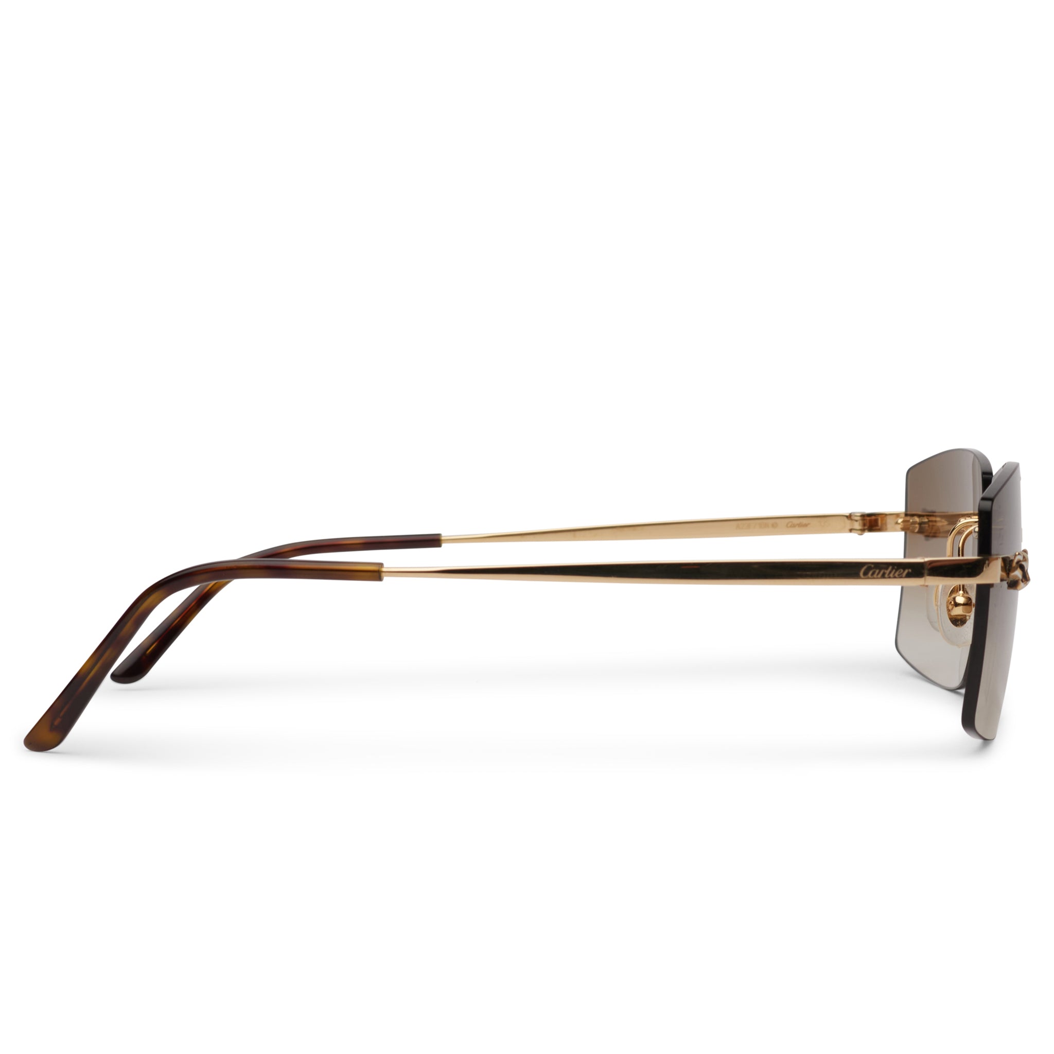 Cartier CT0148O 001 Panthere De Cartier Rimless Sunglasses - Luxury Designer Eyewear for Women & Men | UV Protection, Lightweight Frame | Perfect for Fashion, Travel & Outdoor Activities