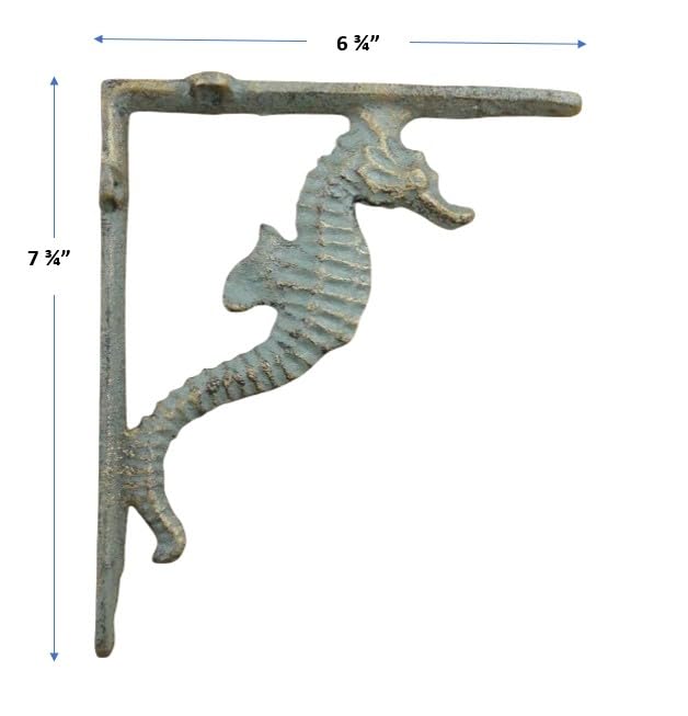 4 Pack Heavy Duty Cast Iron Seahorse Shelf Brackets - Decorative Wall Corbels & Braces for Floating Shelves, Bookcases, and Home Decor