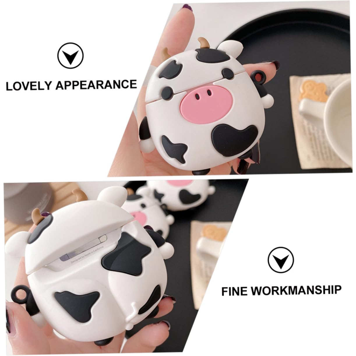 Durable Silicone Cow Earbuds Case with Belt Clip - Stylish Protective Holder for AirPods & Wireless Earbuds - Perfect for Travel, Workout & Daily Use