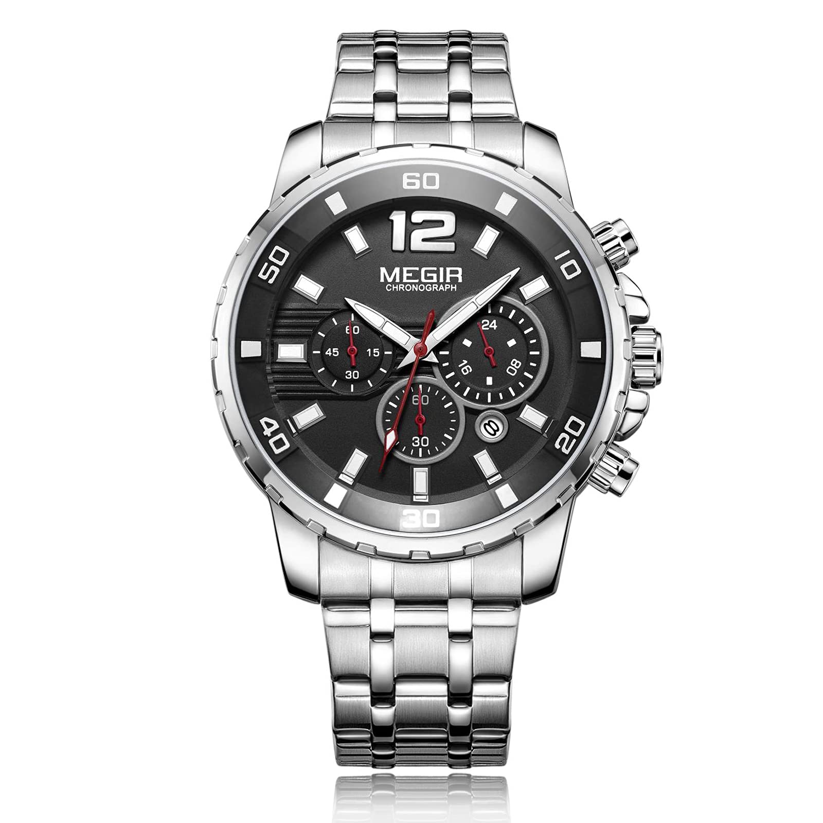 RORIOS Men's Waterproof Quartz Watch - Stainless Steel Chronograph Sports Wristwatch for Casual & Outdoor Activities | Durable Fashion Timepiece for Business, Gym & Daily Wear