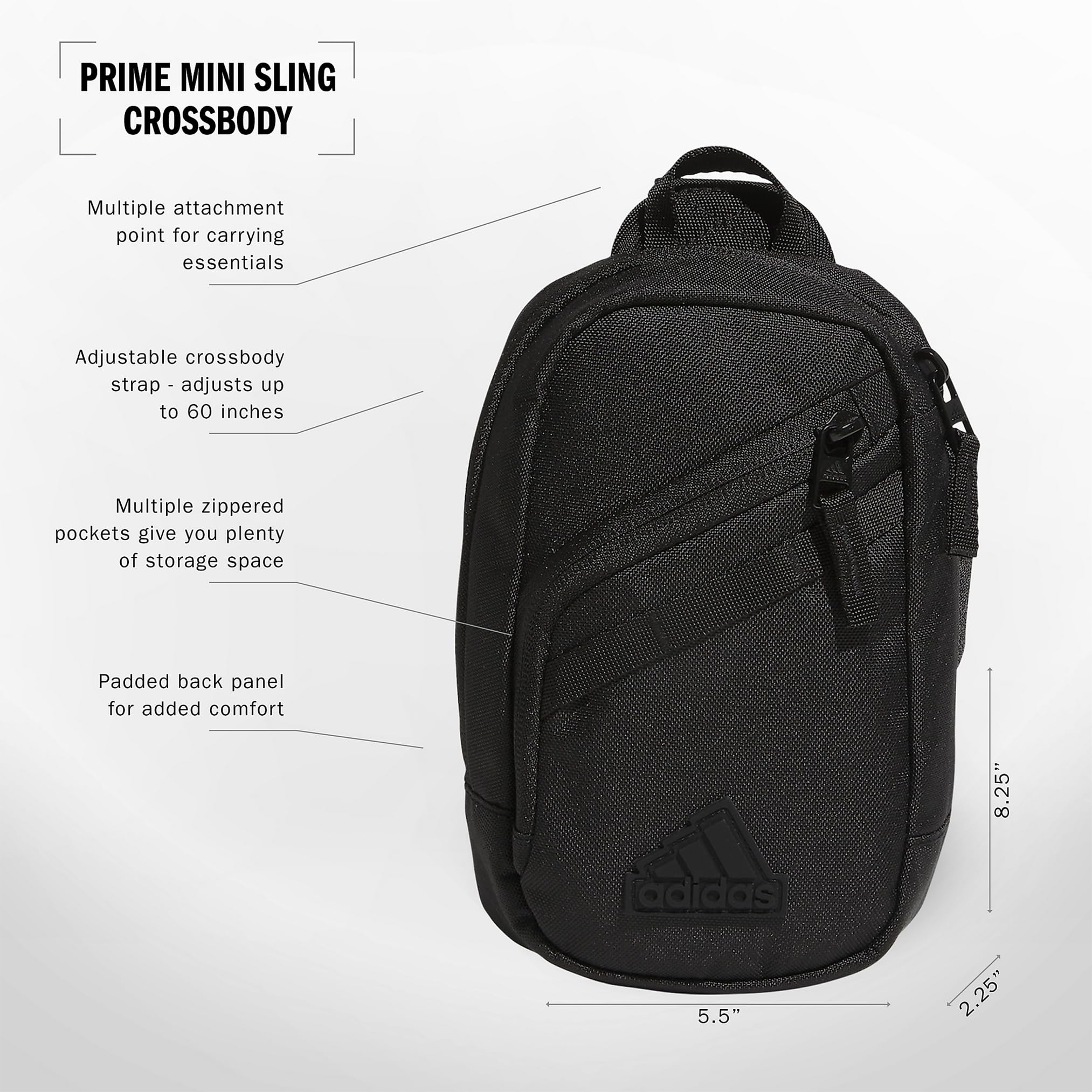 Adidas Prime Mini Sling Crossbody Bag - Small Lightweight Waist Pack for Men & Women - Perfect for Festivals, Concerts, Travel & Everyday Use