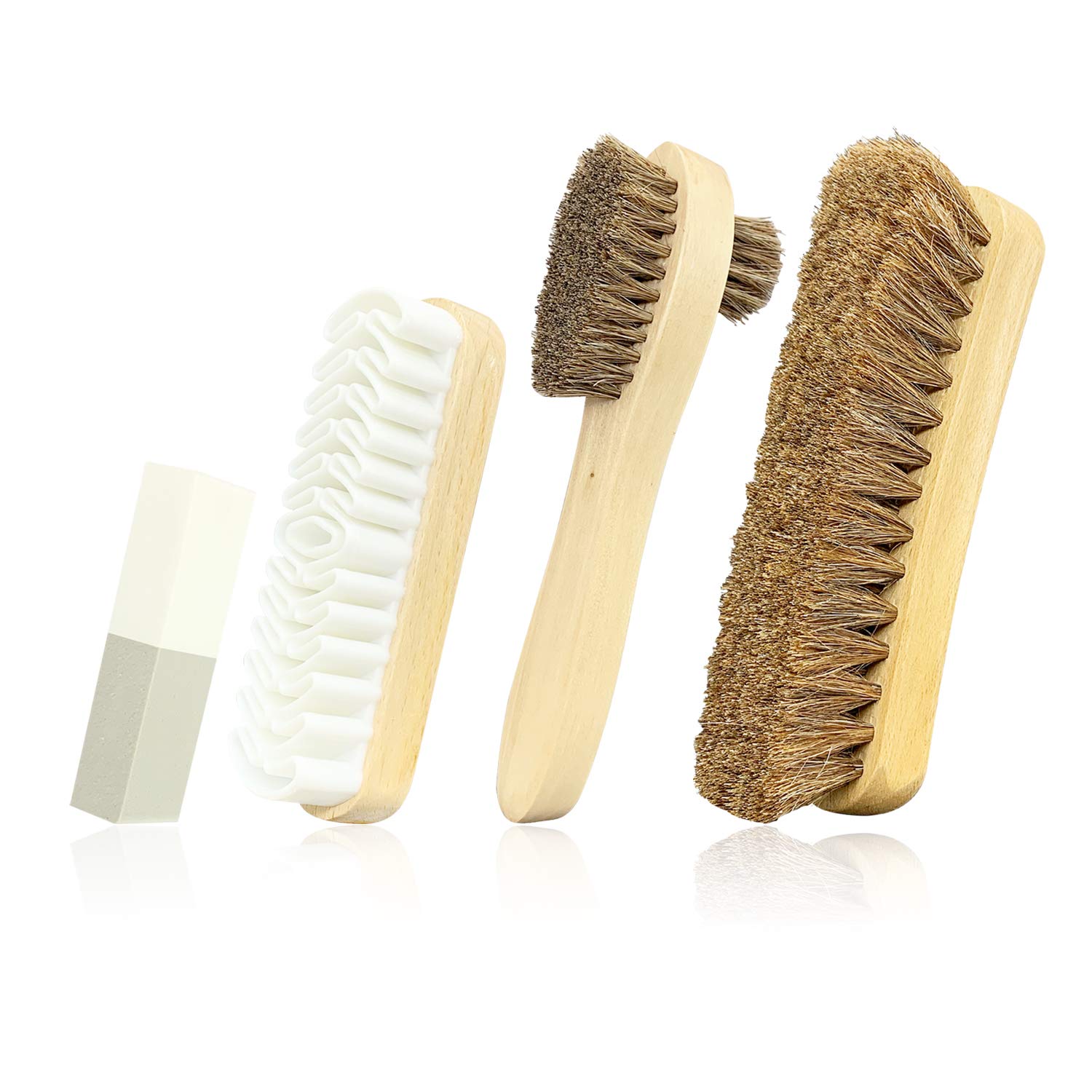 **Premium Leather Cleaning Kit by Care Guys – 2 Horsehair Brushes (Different Sizes) & Durable Crepe Brush with Cleaning Eraser – Perfect for Shoes, Bags, Furniture & Car Interiors**