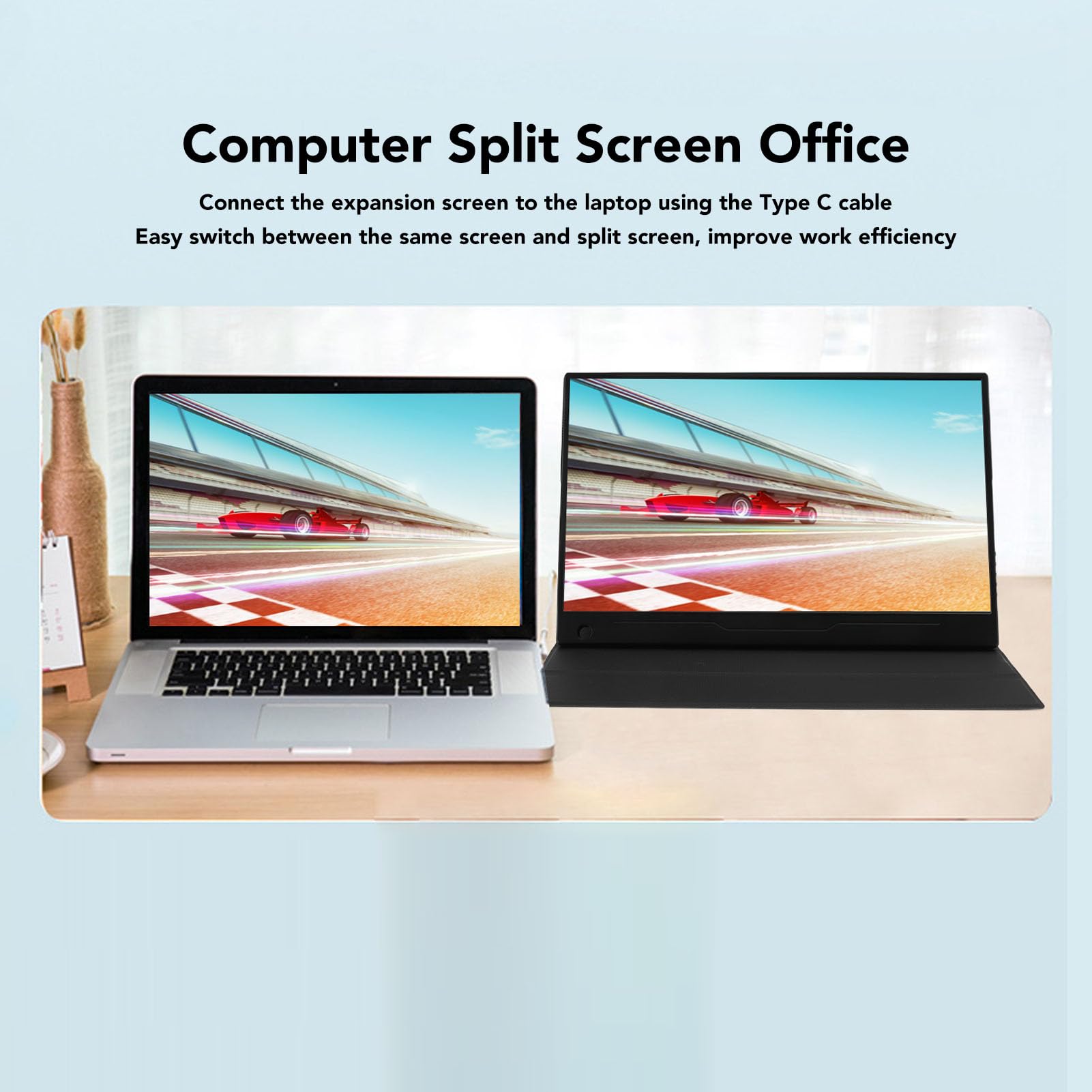 14 Inch Portable Monitor, 1080P HDMI External Second Screen, 16:9 IPS Display with Adjustable Stand & VESA Mount (75x75mm Standard Hole) - Perfect for Laptop Extensions, Gaming, and Office Work