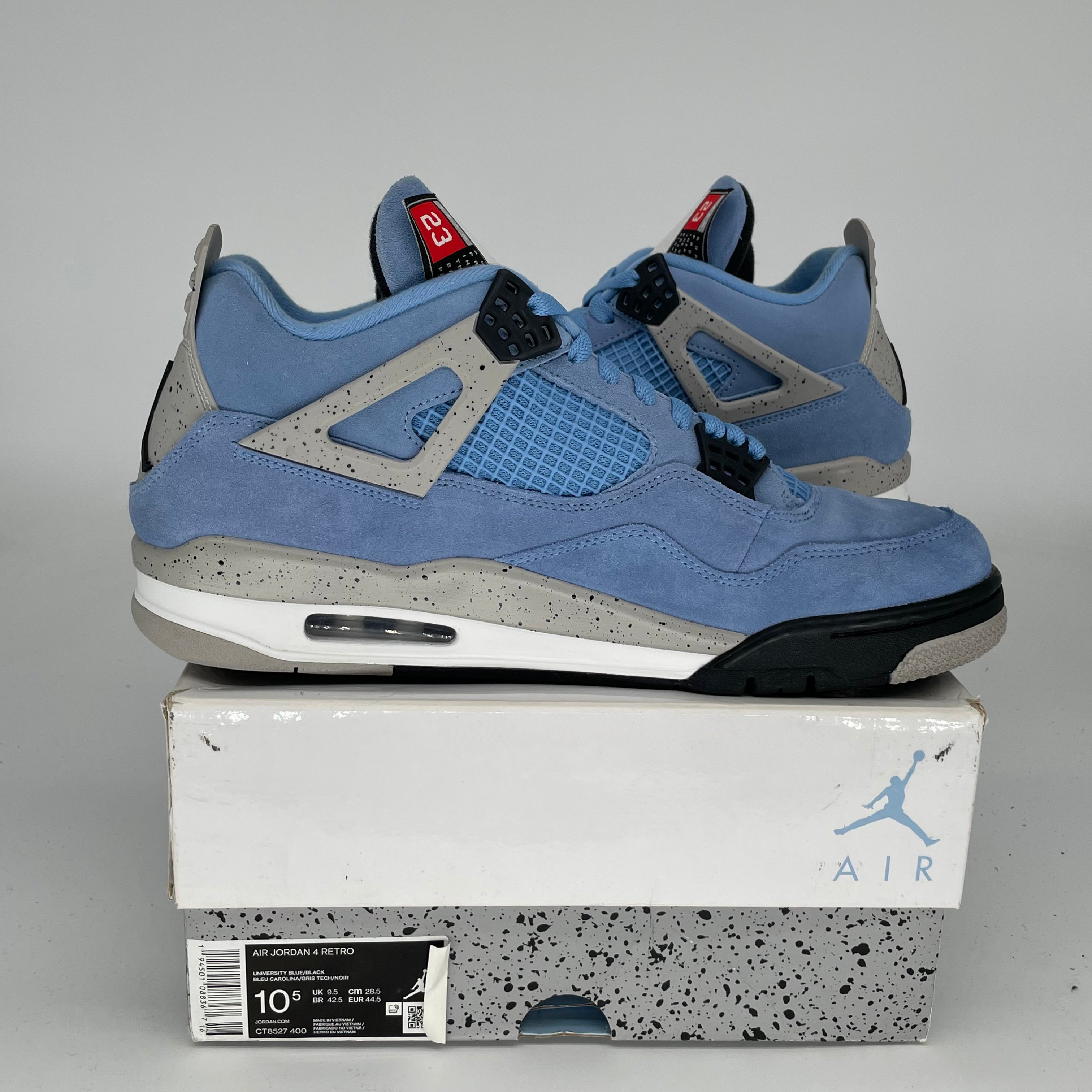 AIR JORDAN 4 UNIVERSITY BLUE Men's Basketball Shoes Size 10.5 - Retro Sneakers for Casual Wear & Street Style (CT8527-400) - Perfect for Sneaker Collectors and Basketball Fans