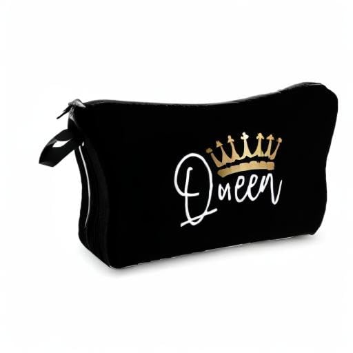 Women's Crown Print Travel Makeup Bag - Small Cosmetic Pouch Gift for Travel & Parties