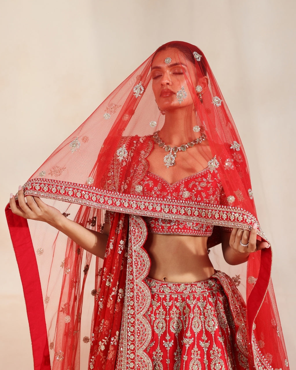 Exquisite Anise Red Embroidered Lehenga Set for Women | Traditional Indian Bridal & Wedding Party Outfit | Perfect for Festivals, Sangeet & Mehendi Ceremonies
