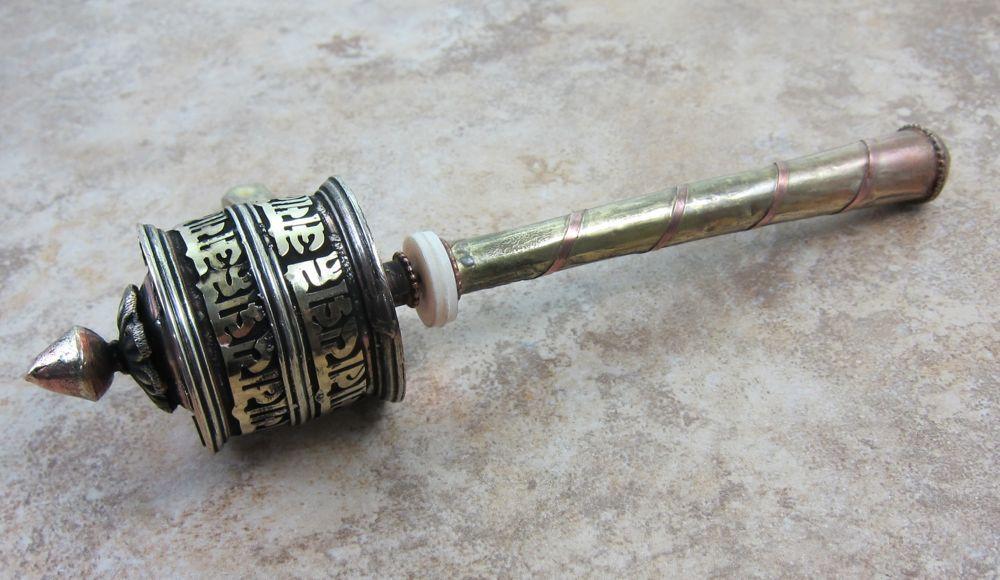 Handheld Metal Prayer Wheel - Portable Buddhist Meditation Tool for Home, Travel & Spiritual Practice