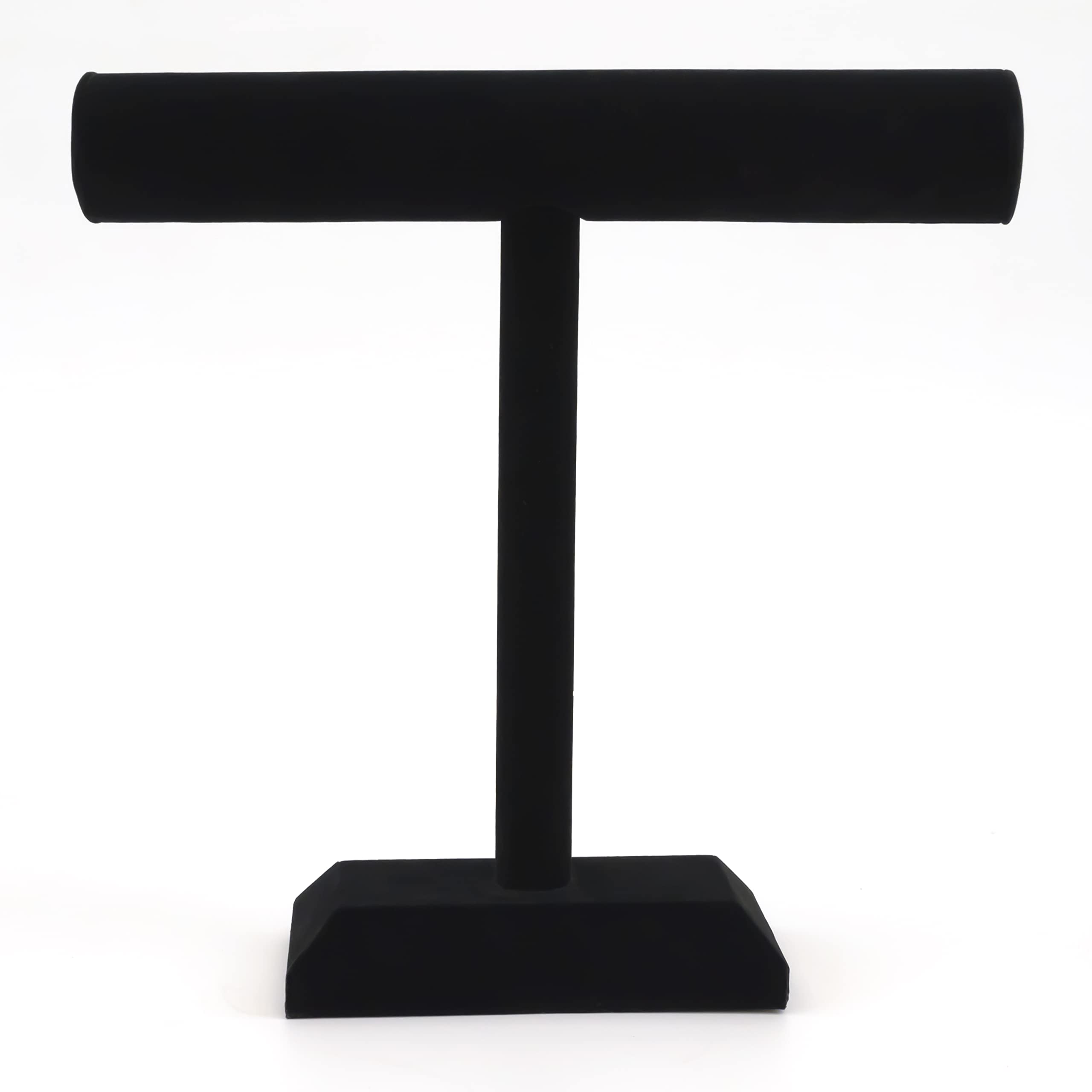 Black Velvet Jewelry Display Stand - Single T-Bar Holder for Bracelets, Necklaces, Watches & Bangles (12