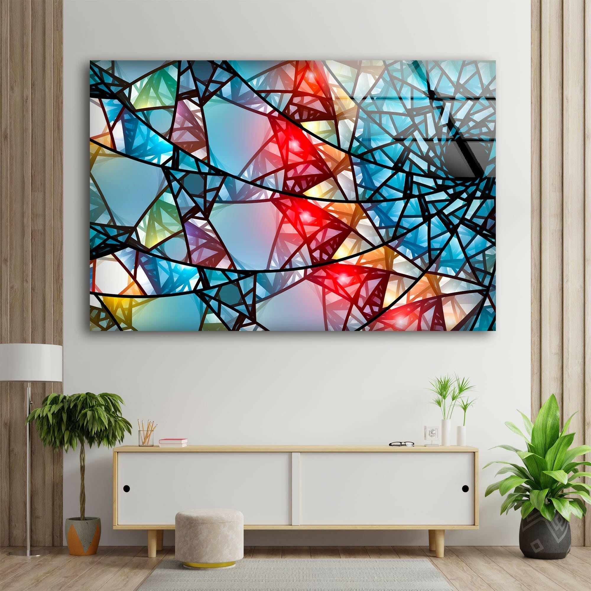 Vibrant Mosaic Art Glass Wall Decor - Handcrafted Stained Glass Mosaic Panel for Home, Office & Garden Decoration