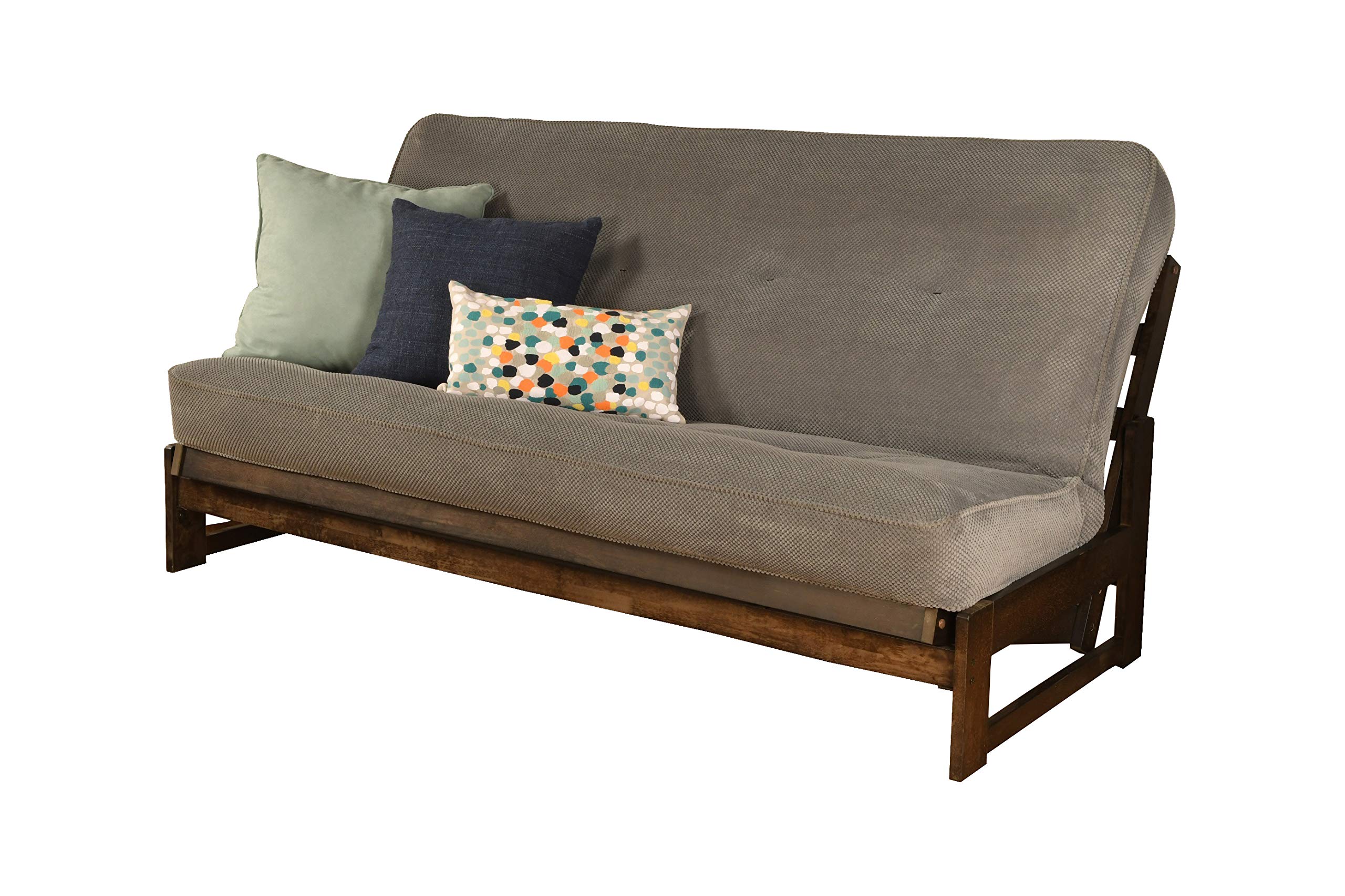 KODIAK FURNITURE Aspen Futon Set with Reclaimed Mocha Finish - Modern Sofa Bed for Small Spaces, Living Room, Dorm & Guest Room