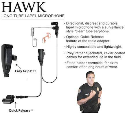 EP1310QR Hawk Quick Release Lapel Microphone for Icom Multi Pin Radios - Perfect for Public Speaking, Interviews & Broadcasts