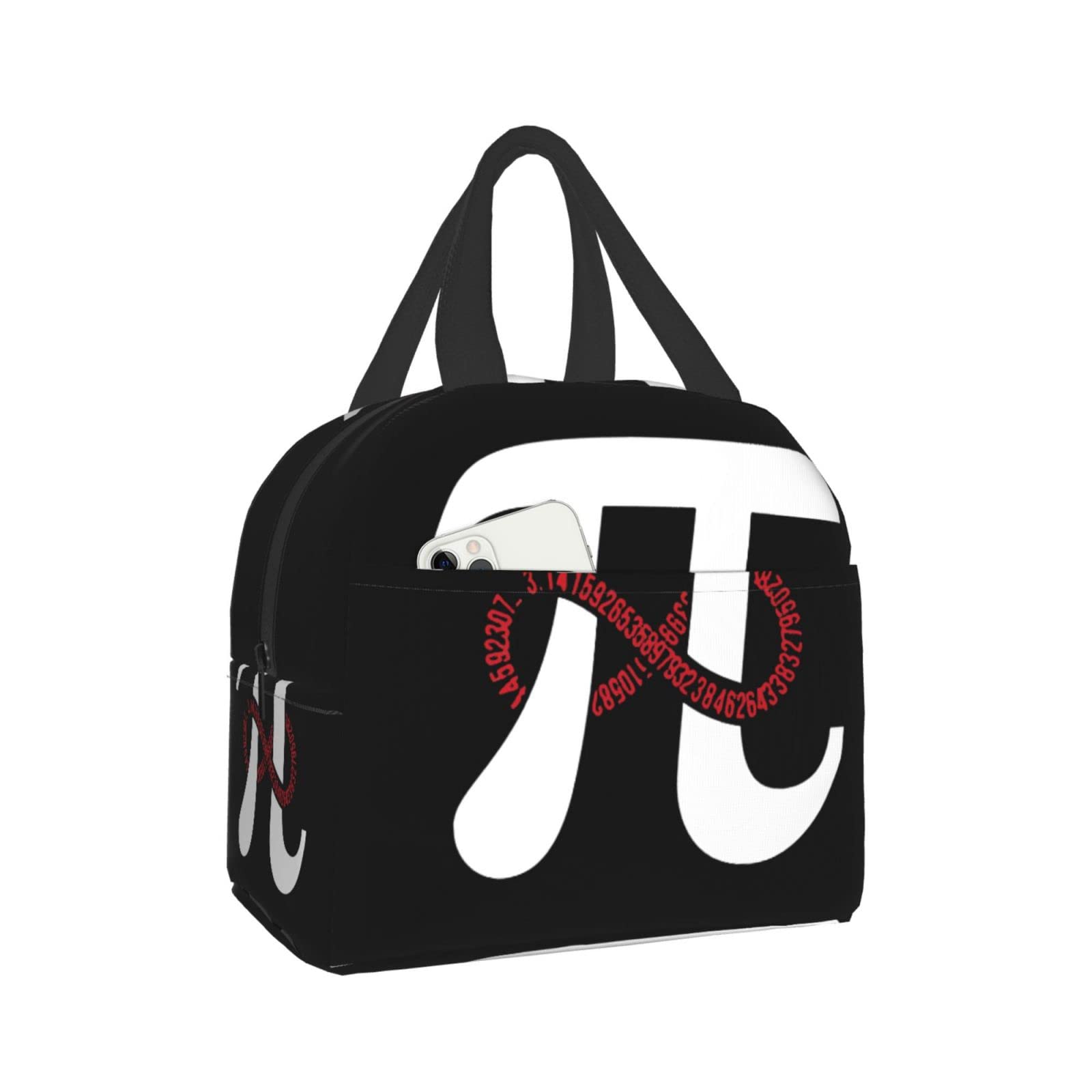 SHAMZBEST Pi Infinity 3.14 Math Themed Lunch Bag - Cute Reusable Washable Canvas Tote for Women - Perfect for Work, School & Travel - Printed DIY One Size Lunchbox