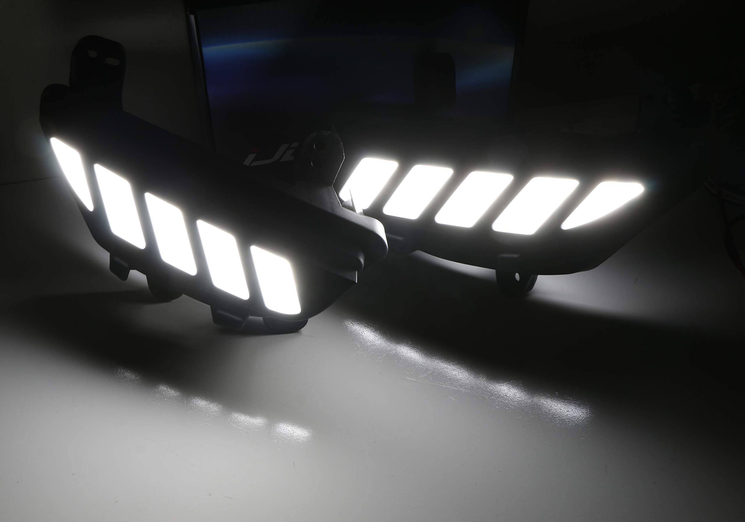 iJDMTOY Switchback LED Daytime Running Lights Assembly for 2015-2020 Fiat 124 Spider - 6 Xenon White DRL LEDs & 16 Amber Yellow Turn Signal LEDs - Perfect for Enhanced Visibility and Style Upgrade