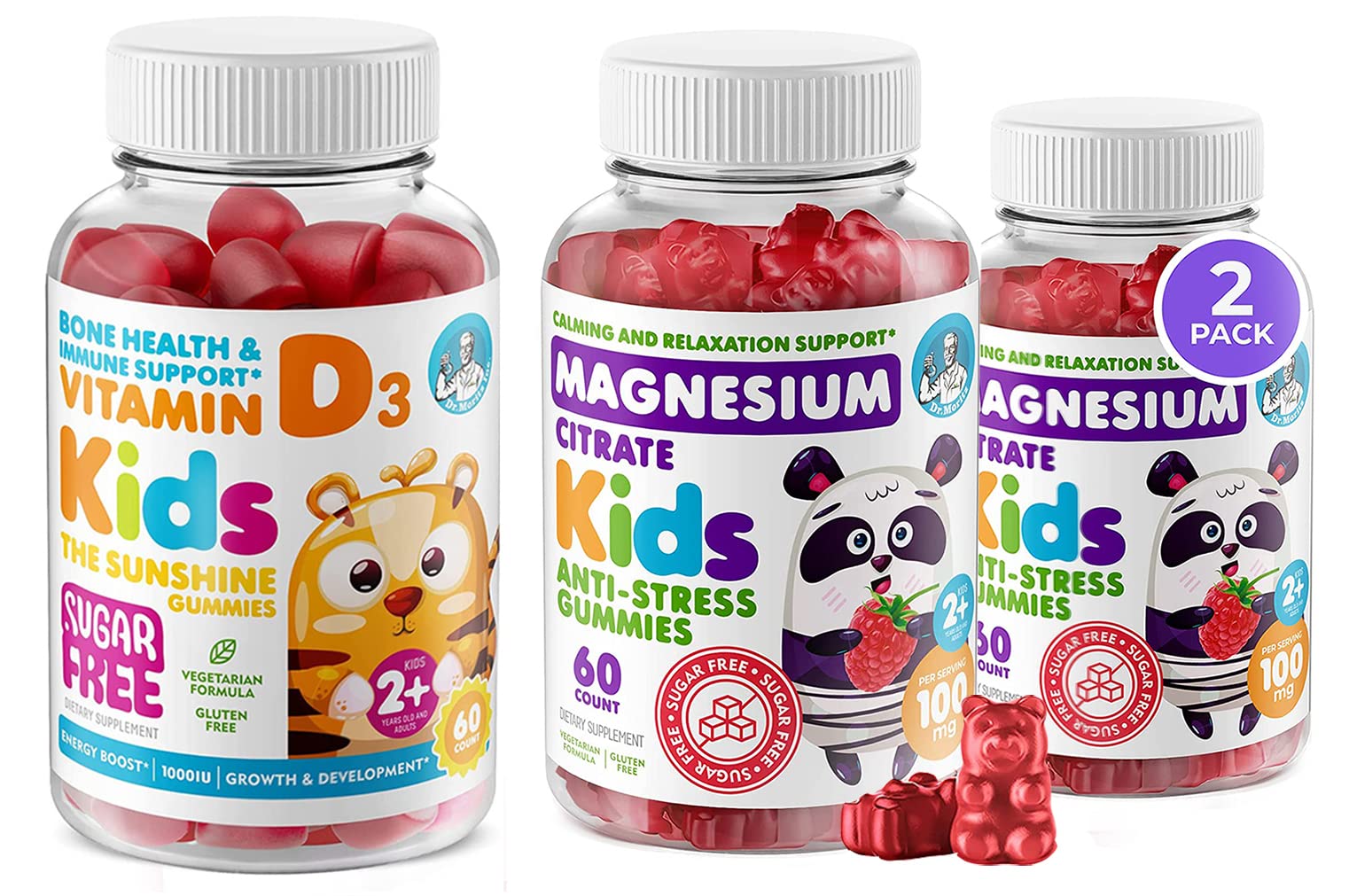 Sugar-Free Kids Magnesium & Vitamin D Gummies - Immune Support & Bone Health Supplement for Children - Perfect for Daily Nutrition & Picky Eaters