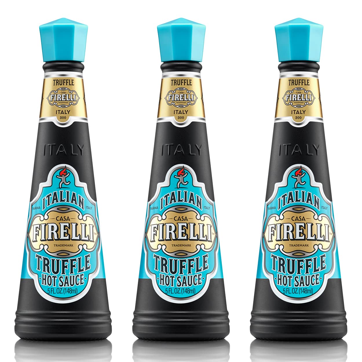 FIRELLI Truffle Hot Sauce - 5oz Bottle (Pack of 3) | Premium Italian Hot Sauce with Calabrian Chili Peppers | Gluten Free, Keto Friendly | Perfect for Truffle Fries, Sandwiches, Pizza & Pasta | Gourmet Cooking & Home Dining | Made in Italy