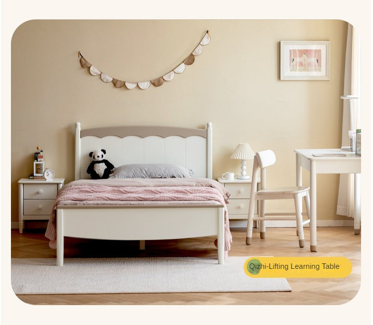Modern Poplar Solid Wood Kids Bed - Sturdy, Safe & Eco-Friendly for Boys & Girls Bedroom, Nursery or Guest Room