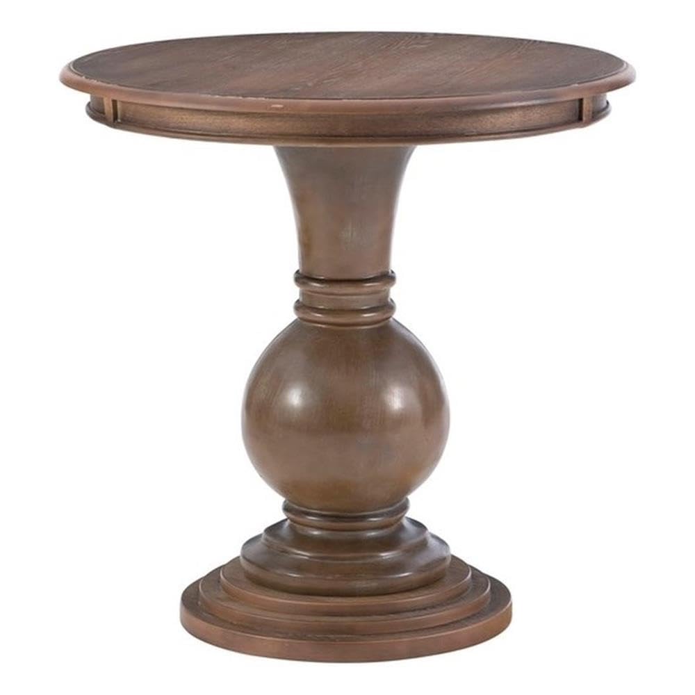 Powell Furniture Linon Aspen Round Wood Accent Table - Natural Finish Side Table for Living Room, Bedroom & Office Decor