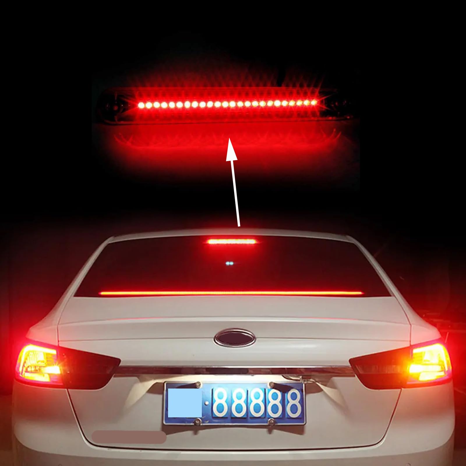 Universal 12V Third Brake Light Assembly - 24 LED High Mount Stop Light Bar for Camper Shells, Trailers & Cargo Vehicles (Red) | Durable & Bright Safety Lighting for Night Driving & Road Visibility