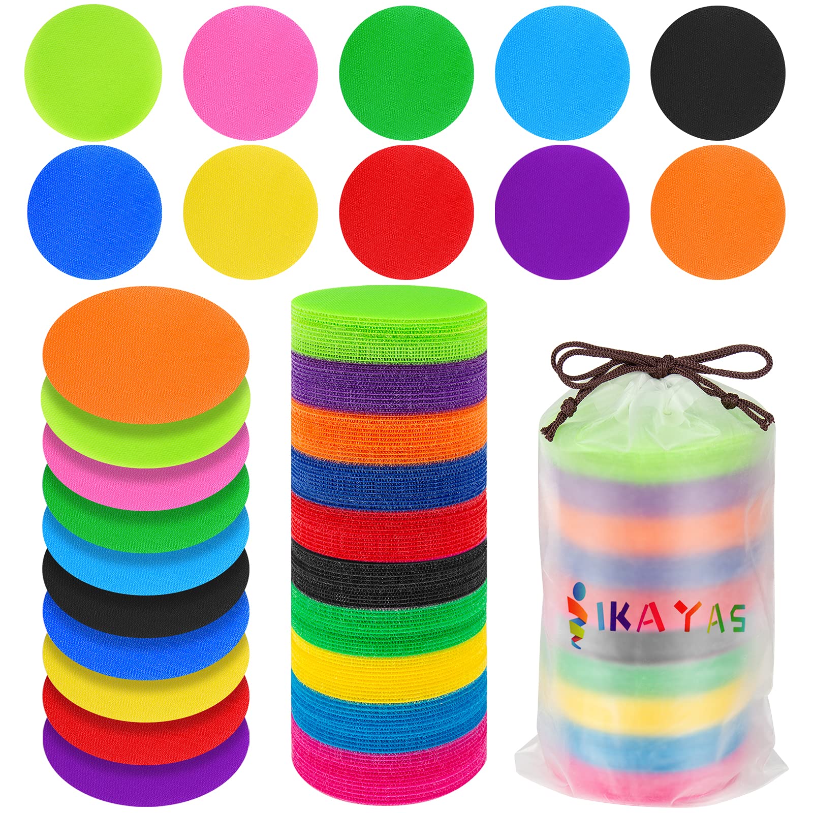 IKAYAS 120 Pcs Colorful Carpet Spots Markers - Non-Slip Floor Dots for Classroom Social Distancing, Line Up & Organization - Perfect for Kids, Teachers, Daycares & School Decor (Multi-Color) - Great for Classroom Management, Waiting Areas & Playroom Floor Markers