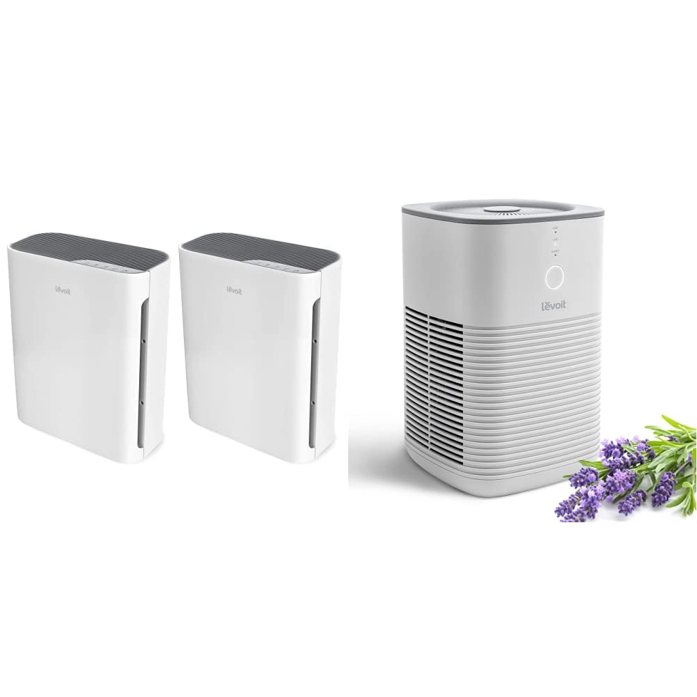 LEVOIT H13 True HEPA Air Purifier 2-Pack for Home & Bedroom - White | Small Room Air Cleaner with Fragrance Sponge | Perfect for Allergies, Pet Dander, Smoke & Dust Removal in Living Rooms, Offices & Nurseries