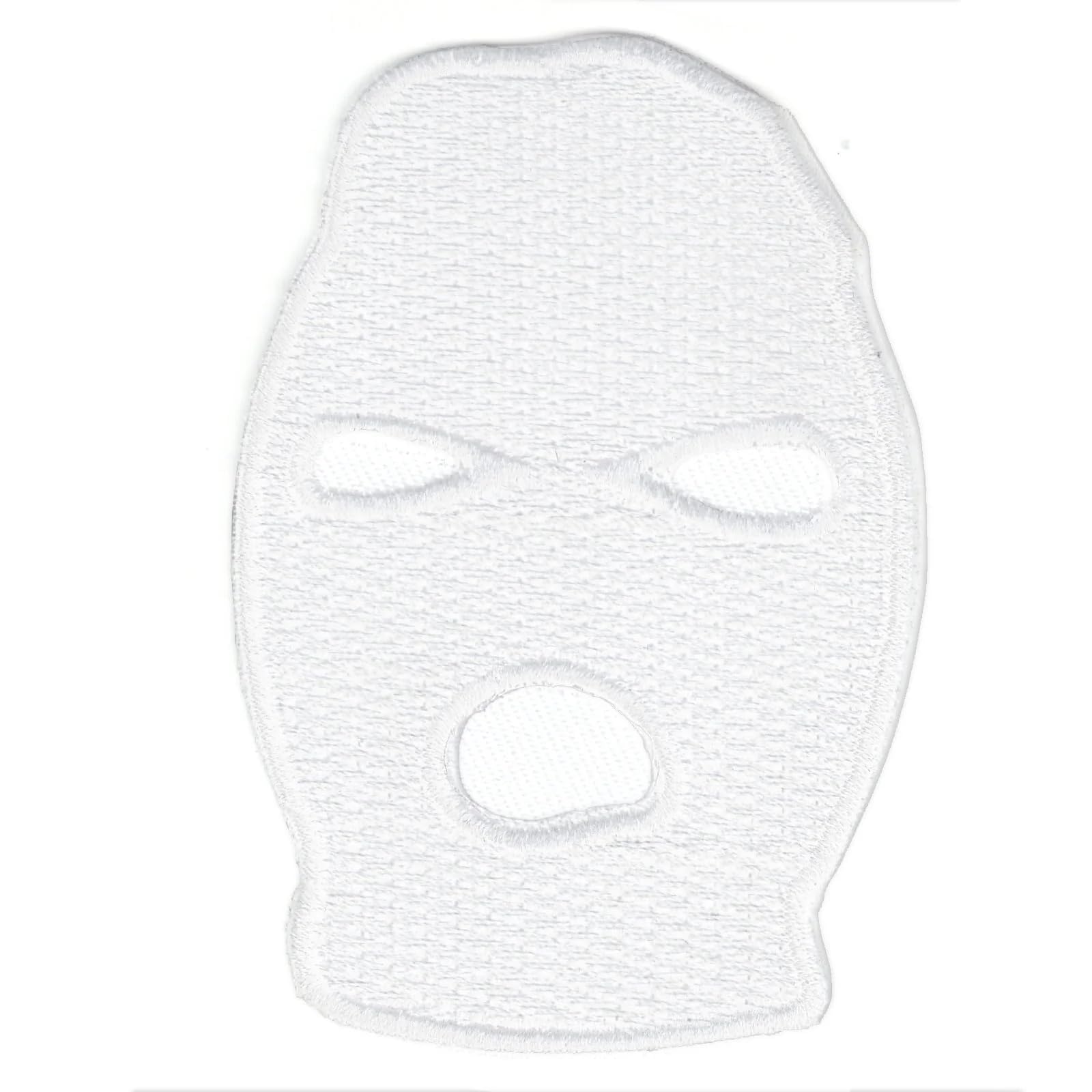 Black & White Embroidered Ski Mask - Iron On Patch for Robber & Rap Costume - Perfect for Halloween, Cosplay, and Themed Parties