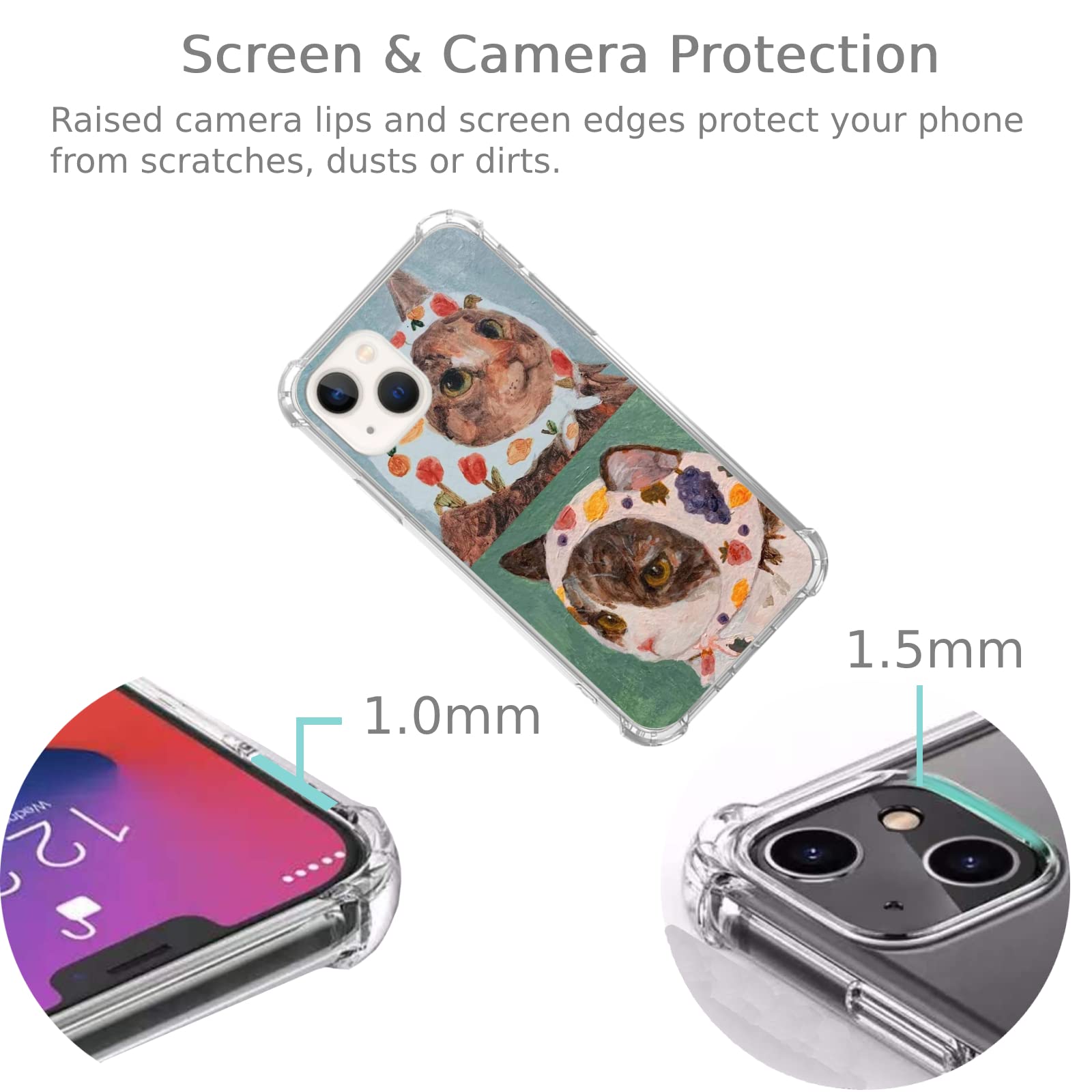 Cute Cat Painting TPU Bumper Case for iPhone 13 - Shockproof Protective Phone Cover with Artistic Design | Perfect Gift for Cat Lovers & Daily Use