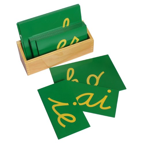 Montessori Sandpaper Double Letters Cursive Set with Wooden Box - Sensory Learning for Kids, Preschool & Homeschool Education, Perfect for Letter Tracing & Writing Practice